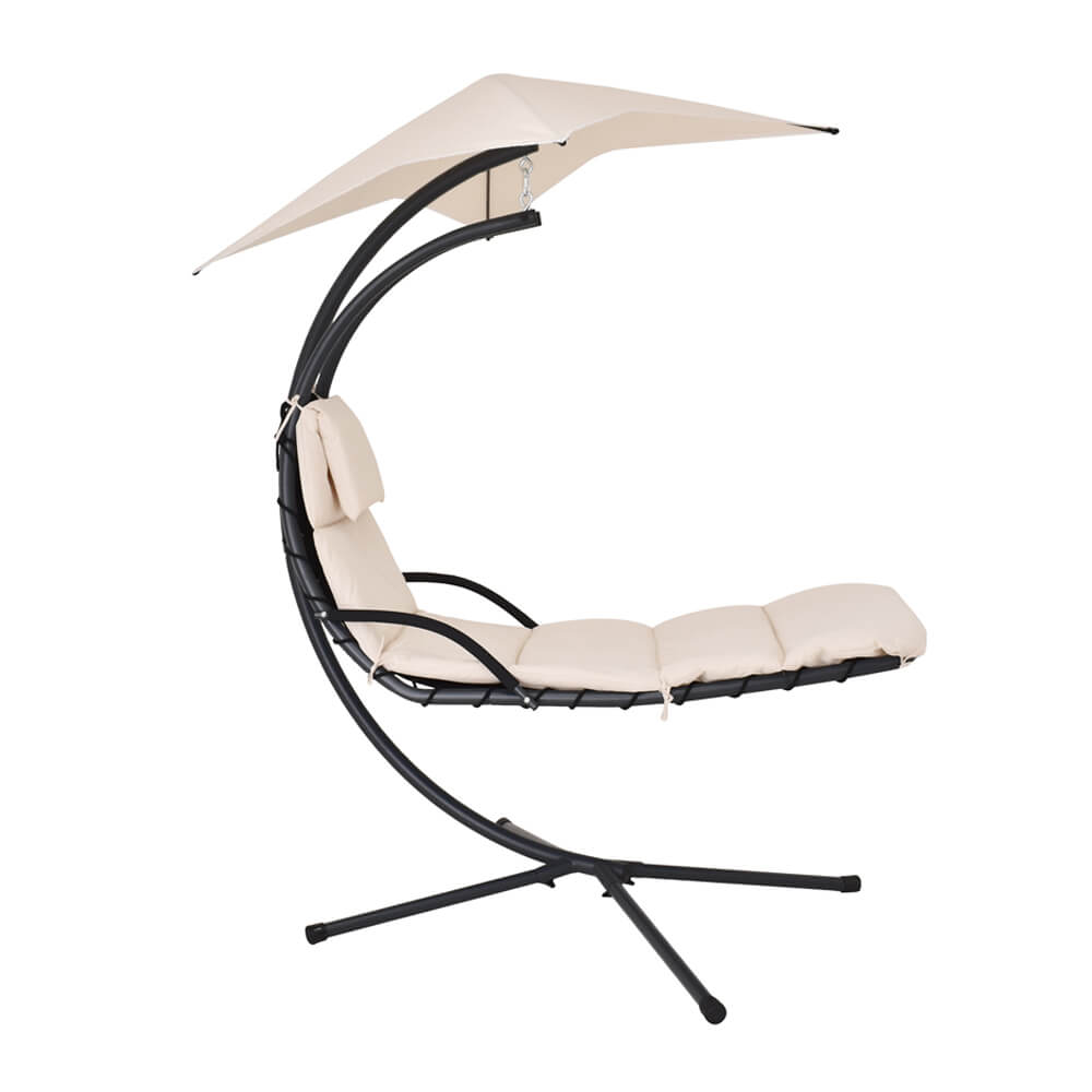 Schwebeliege mit Sonnendach SAN REMO - Anthrazit/Beige
