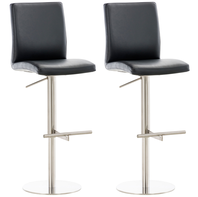 2er Set Barhocker Cadiz Kunstleder edelstahl, schwarz