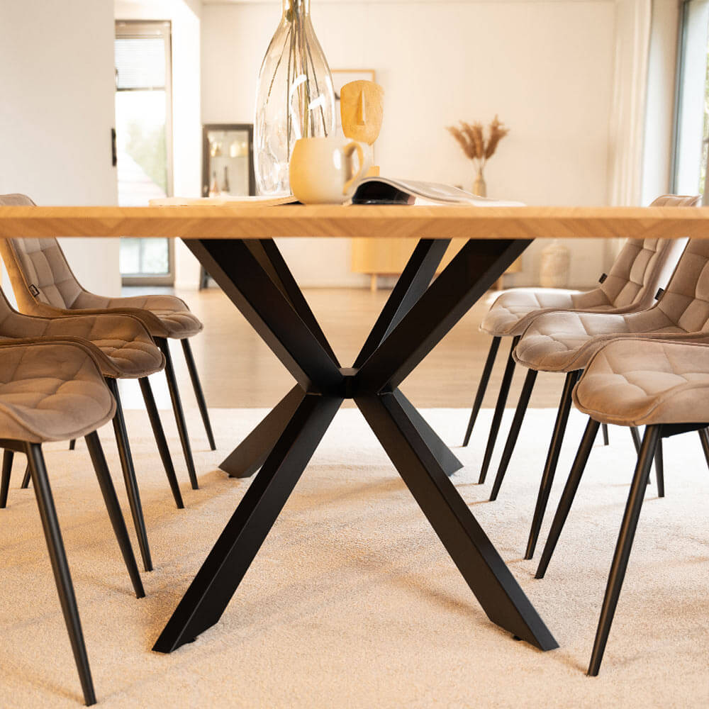 Esstisch Eckig AVENCIA inkl. Sternfuß - 200 x 120 cm Fishbone Oak