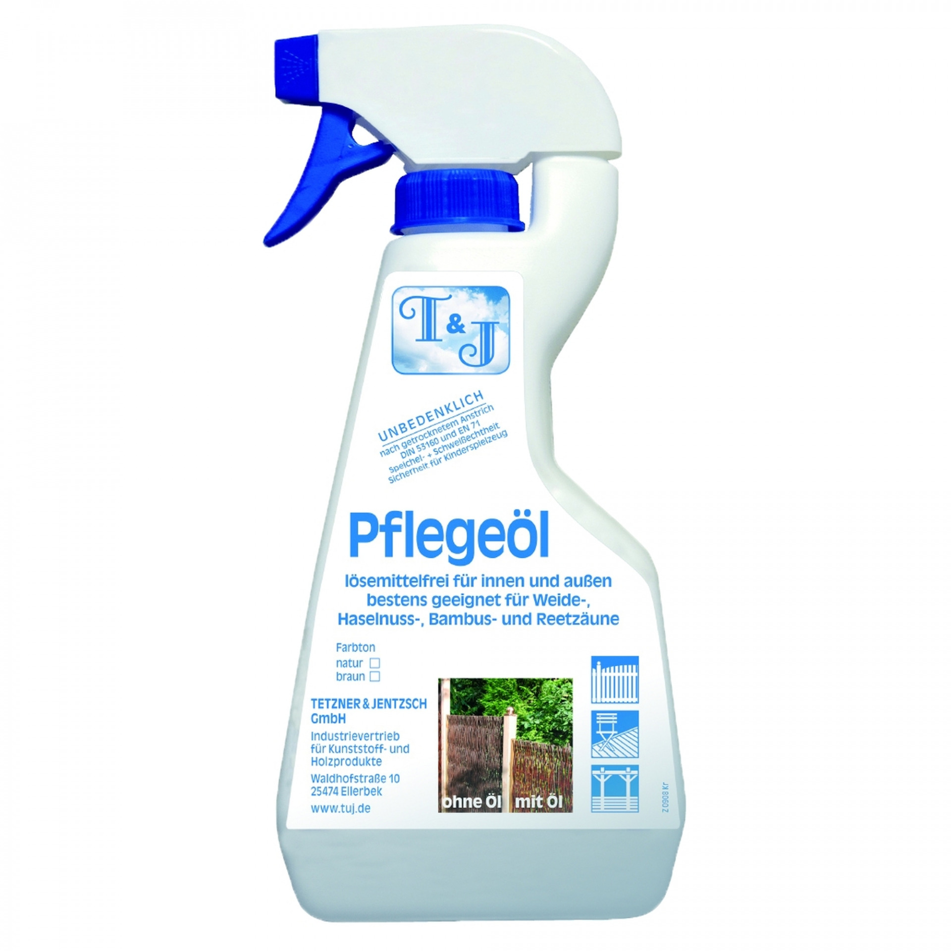 T & J Pflegeöl, natur 500 ml, in der Pumpflasche