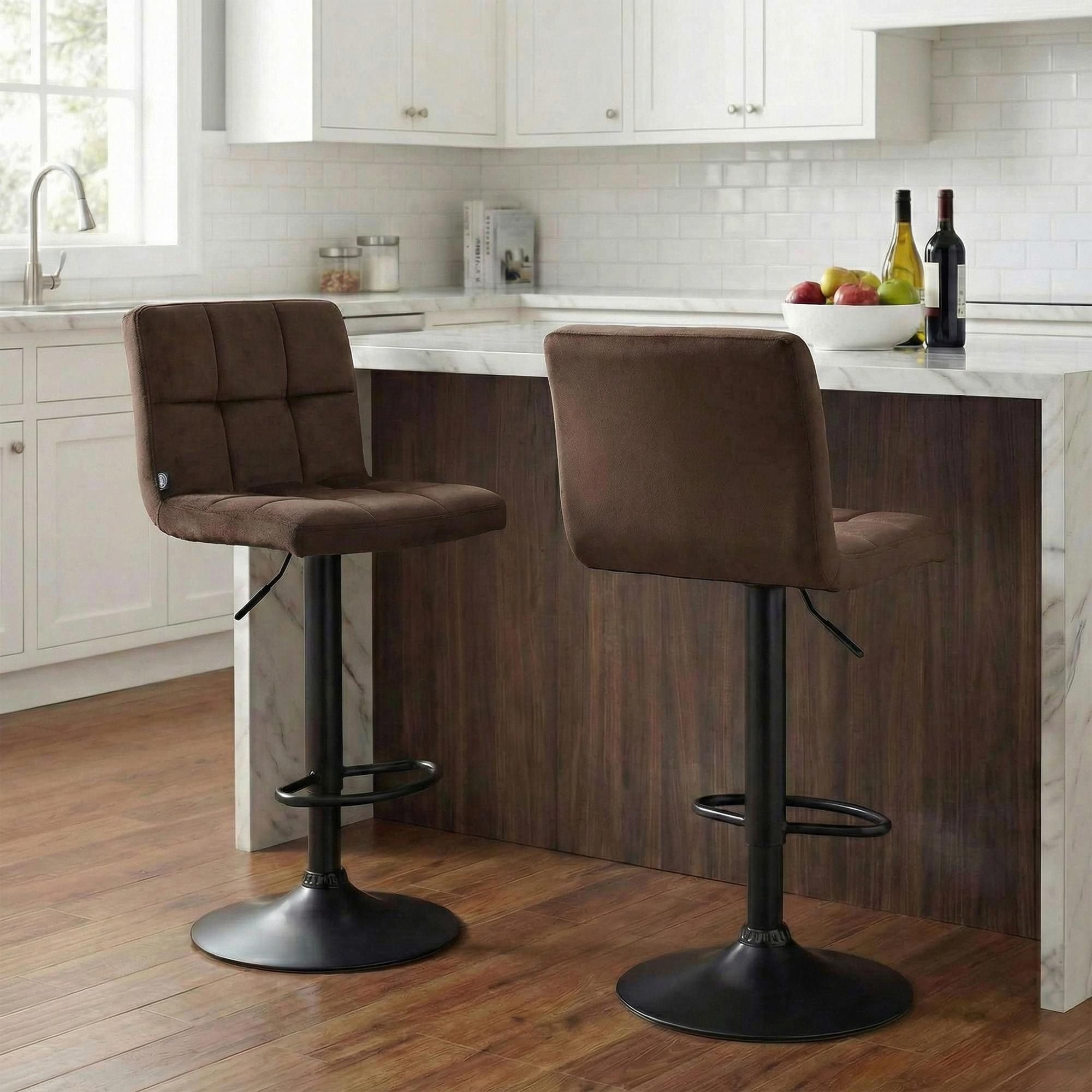 2er Set Barhocker Peru Samt schwarz, braun