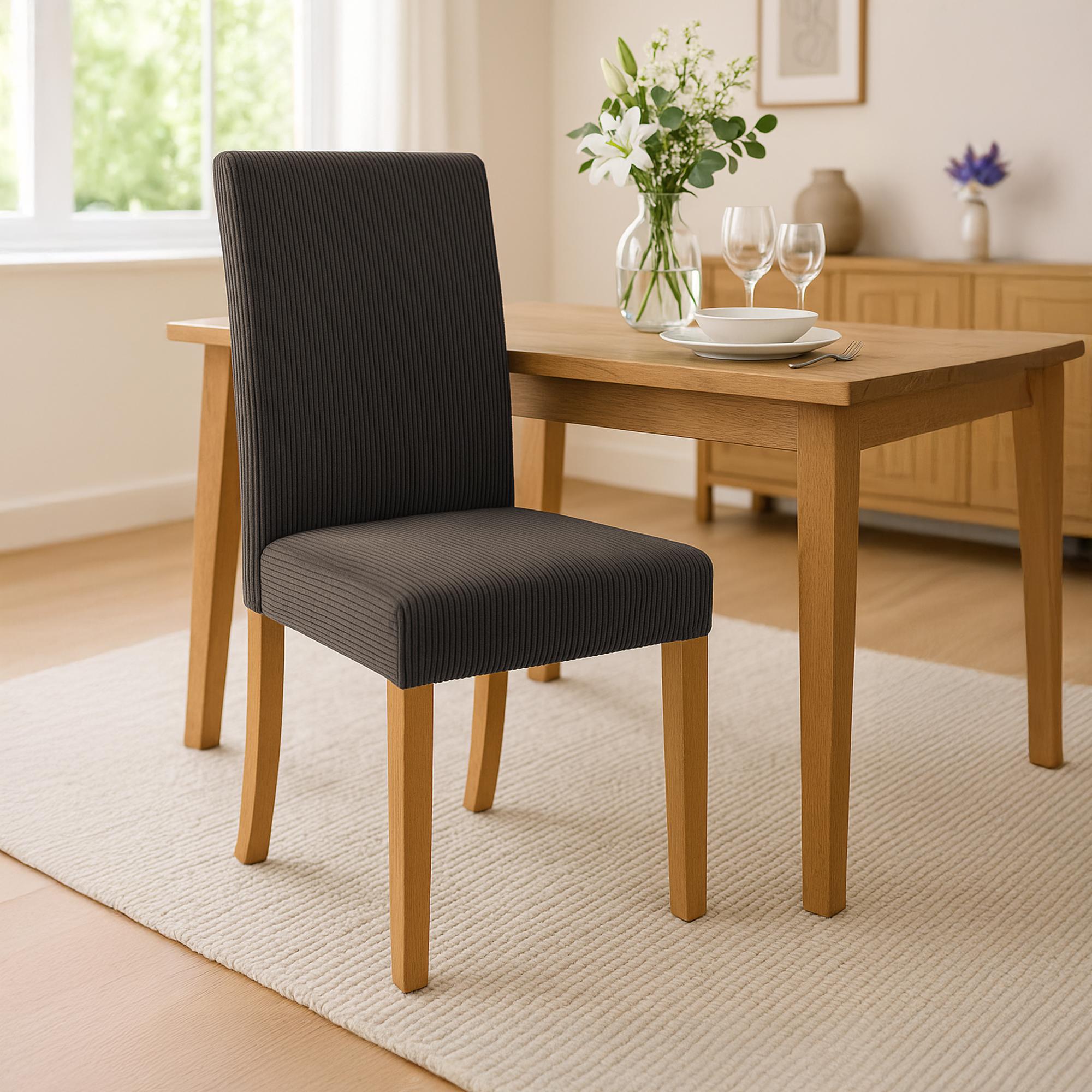 2er Set Esszimmerstuhl Ina Cord antik hell, braun