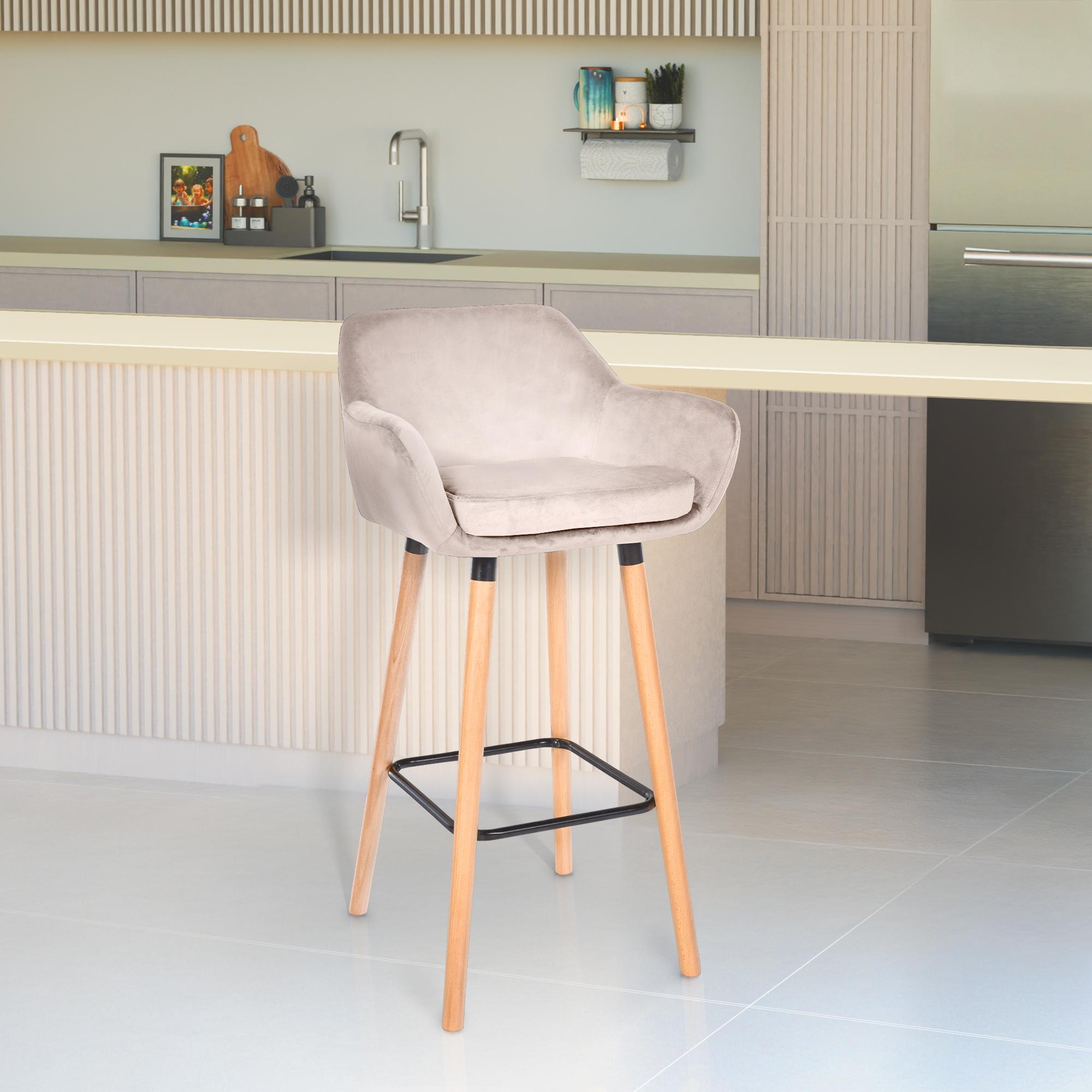 2er Set Barhocker Grant Samt, creme