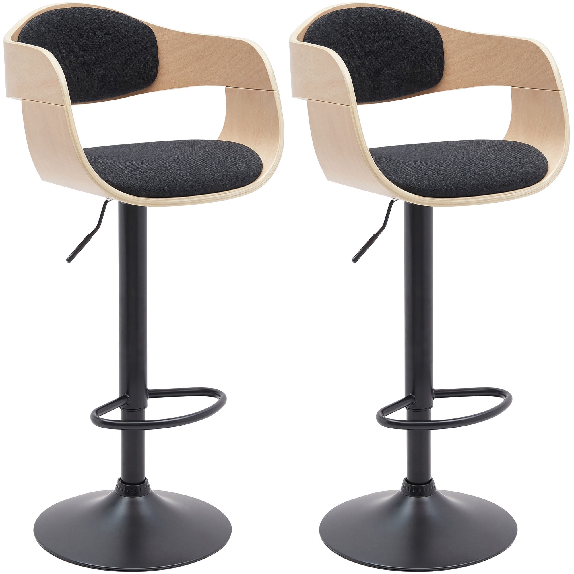 2er Set Barhocker Kingston B Stoff, natura/schwarz