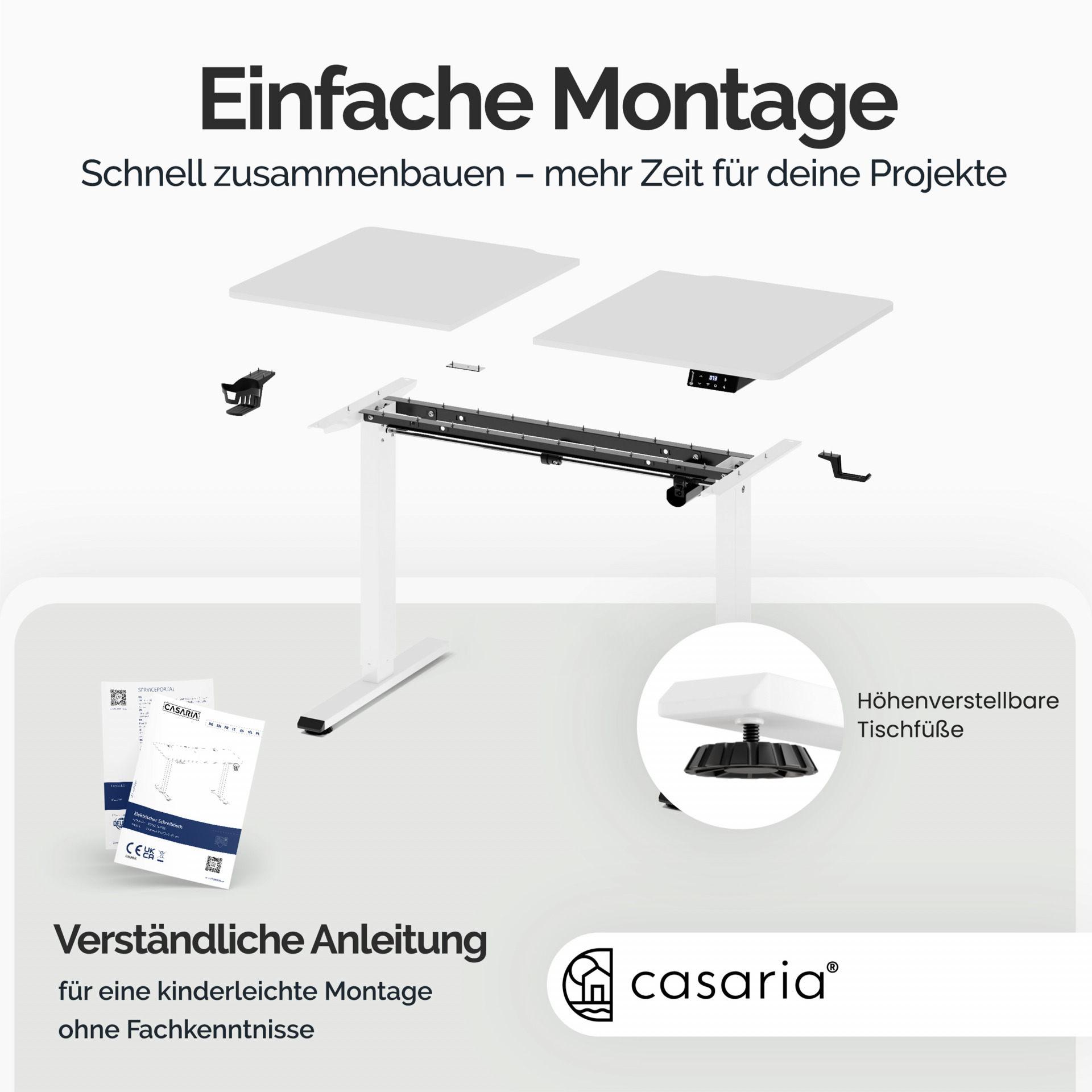 Höhenverstellbarer Schreibtisch Weiß 110x60x73-118cm