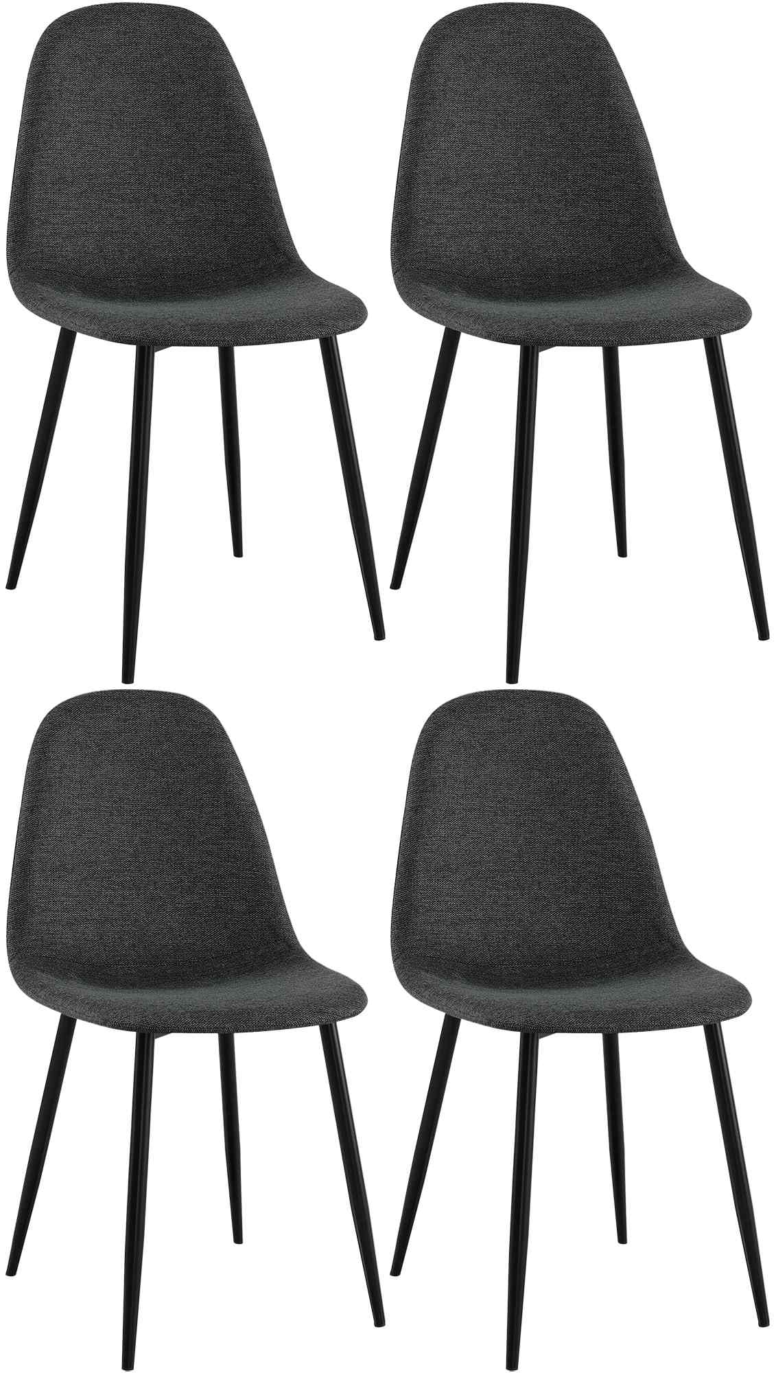 4er Set Esszimmerstühle Napier Stoff, schwarz