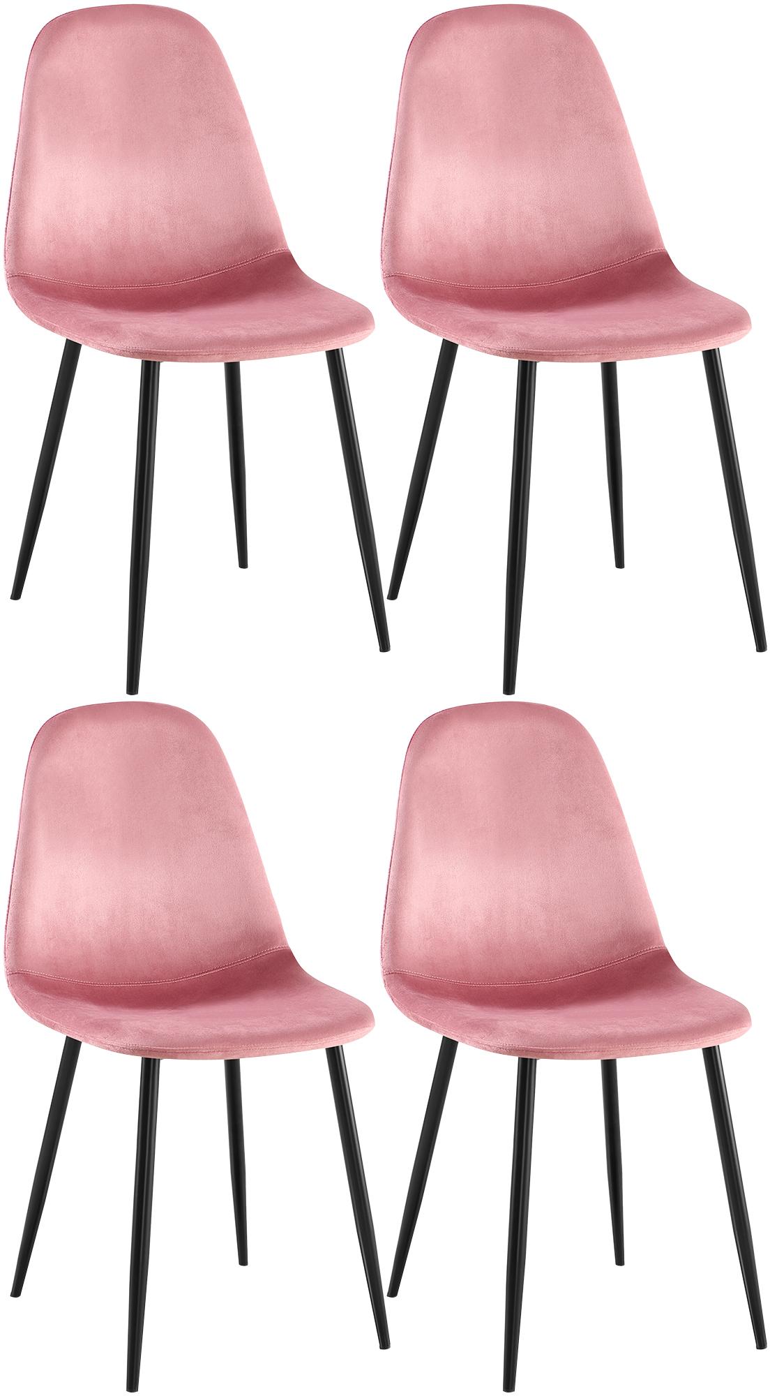 4er Set Esszimmerstühle Napier Samt, pink