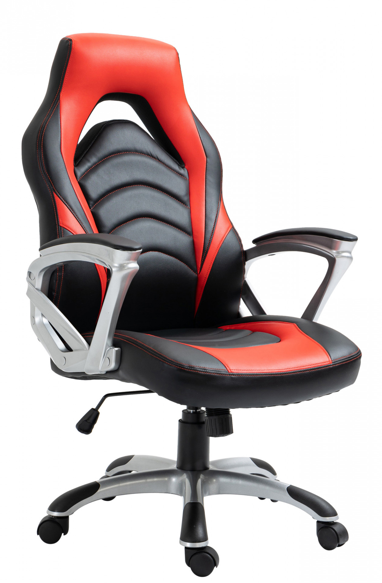 Bürostuhl Foxton Kunstleder, schwarz/rot