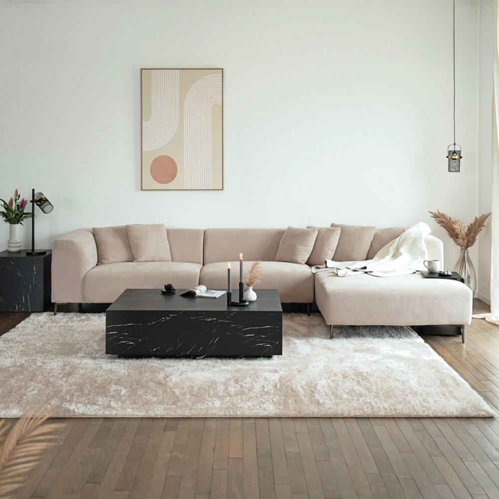 Ecksofa TORINO - 344 x 178 cm Beige Rechts