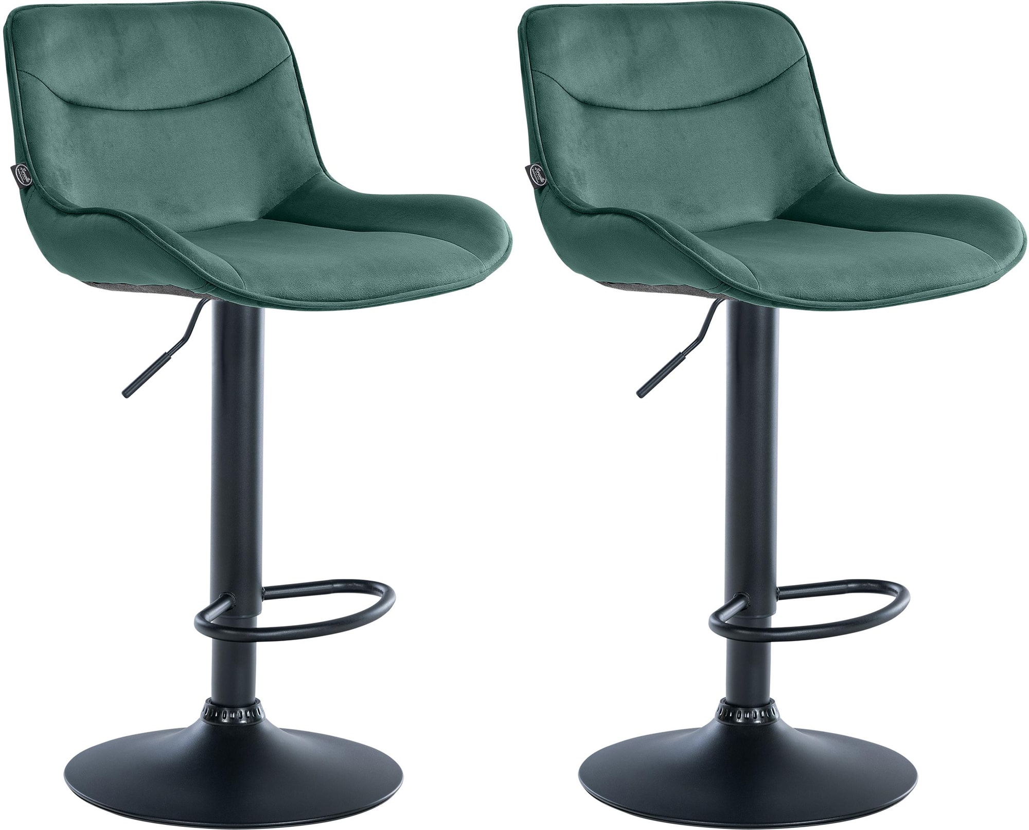 2er Set Barhocker Vonore Samt schwarz, grün