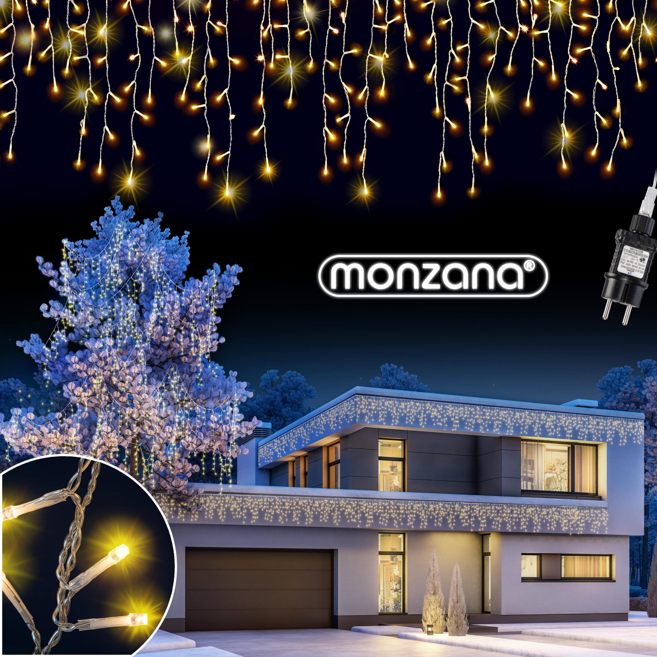 Regenlichterkette LED Warmweiß 10m