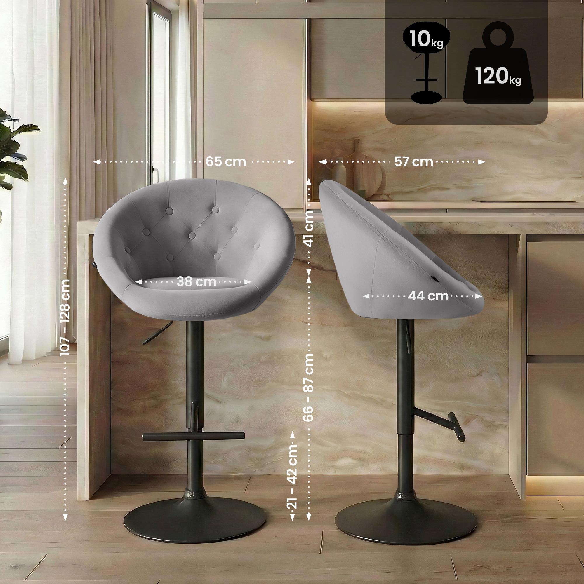 Barhocker London Samt schwarz, grau