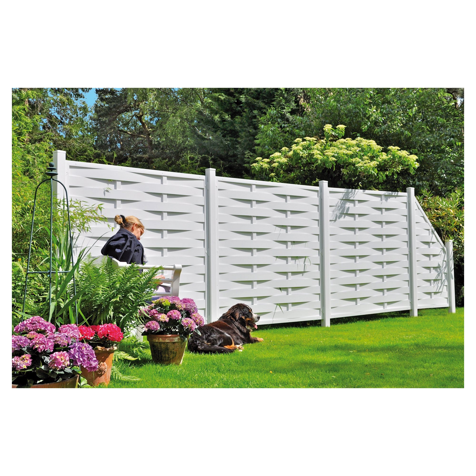 LIGHTLINE KS-LAMELLENZAUN, 90 x 180 cm, Füllung / Rahmen WEISS