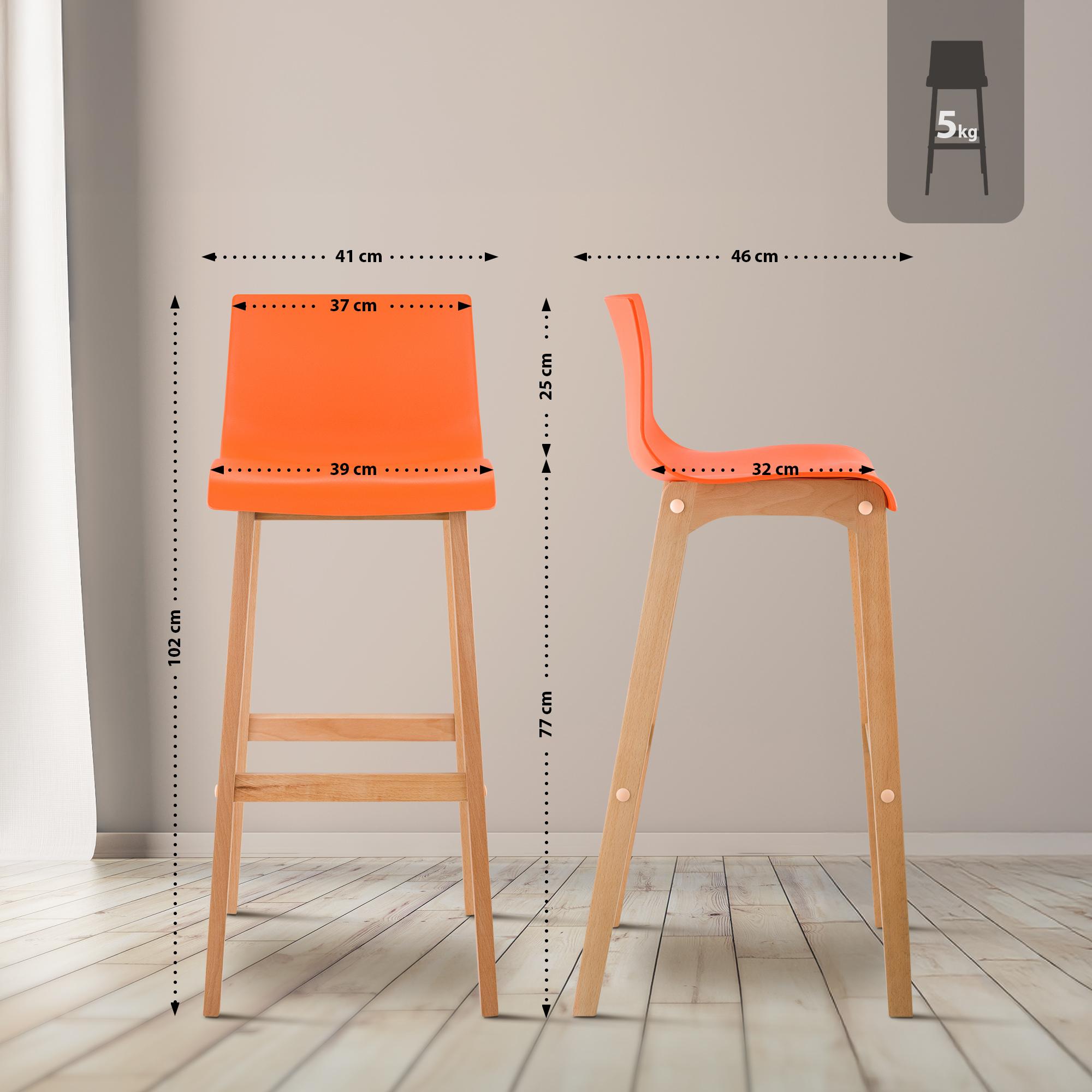 Barhocker Hoover Natura 4-Fuß Gestell, orange