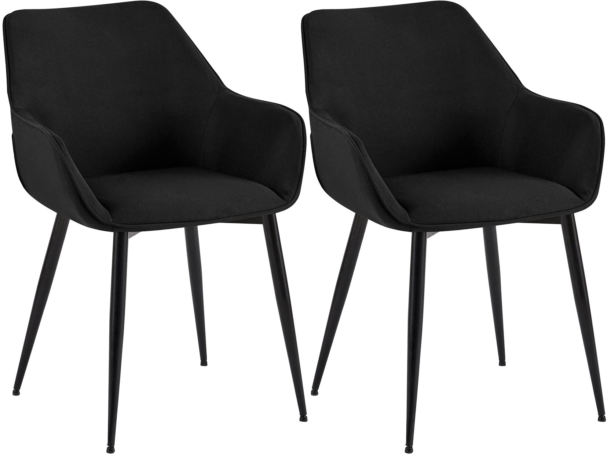 2er Set Esszimmerstuhl Luena Stoff, schwarz
