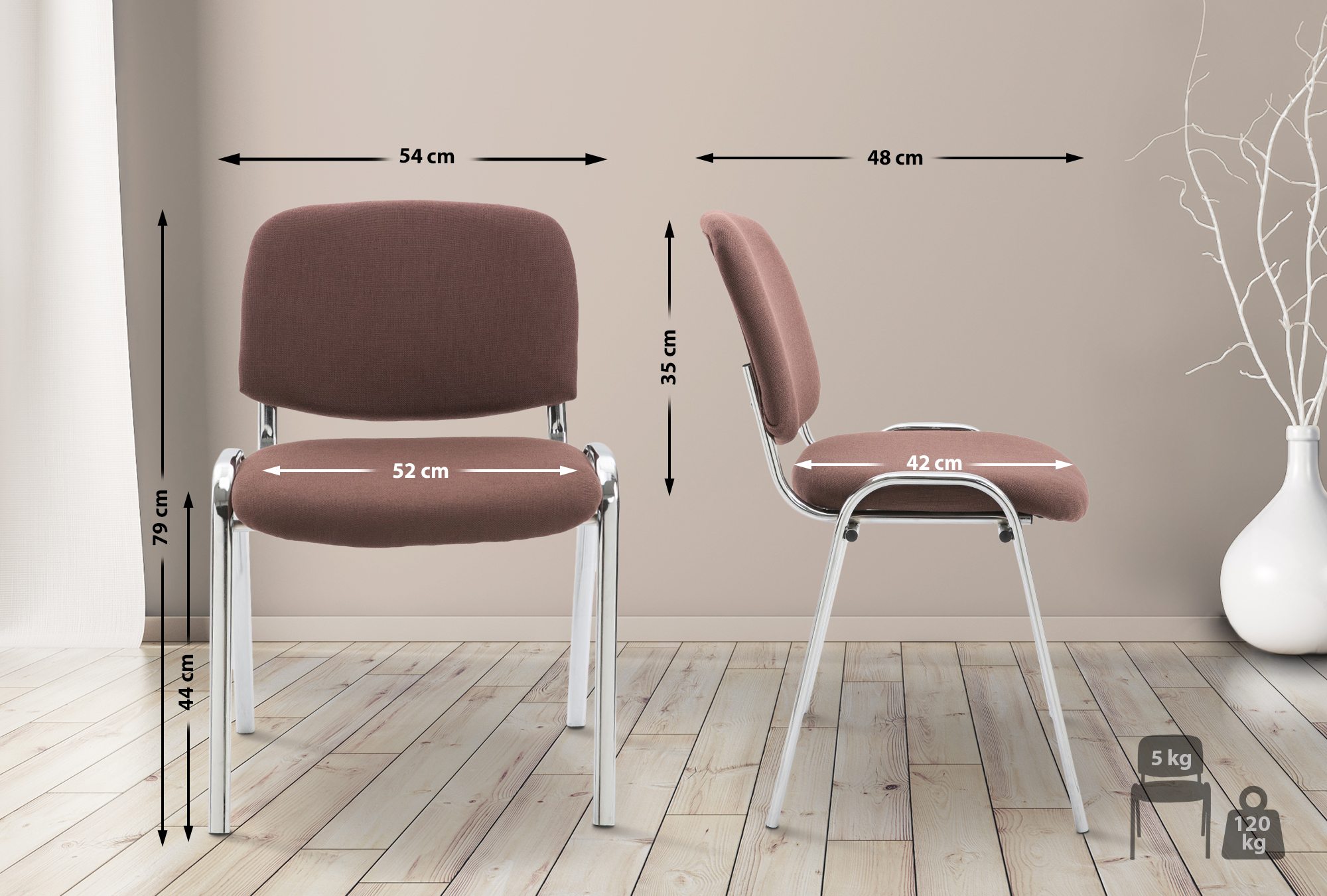 Besucherstuhl Ken C Stoff, braun