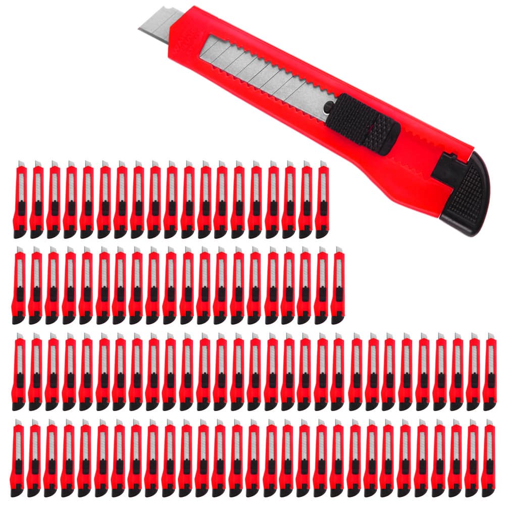 Cuttermesser 100er-Set Rot mit Abbrechklingen