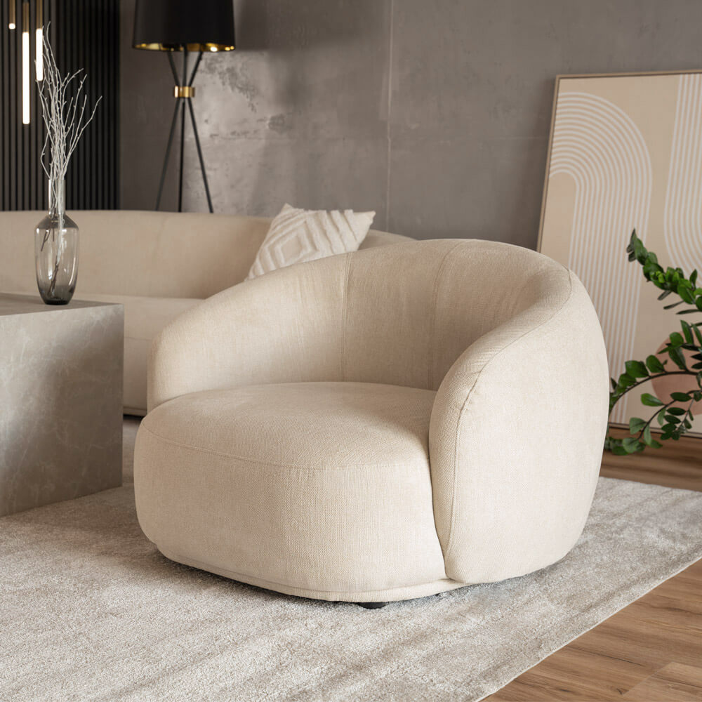 Sessel CASARA Webstoff Beige - 99 x 104 x 72 cm