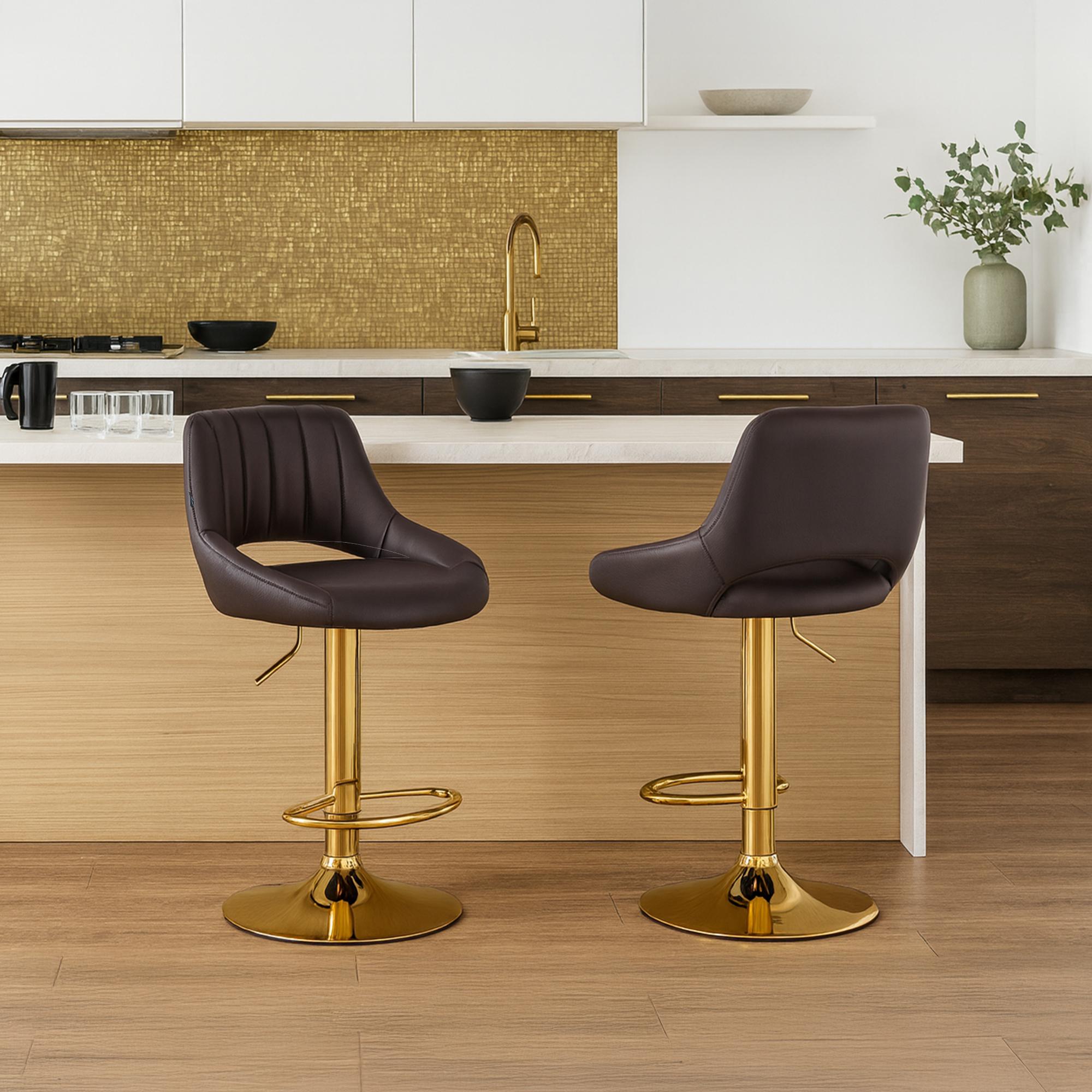 Barhocker Milet Kunstleder gold, braun