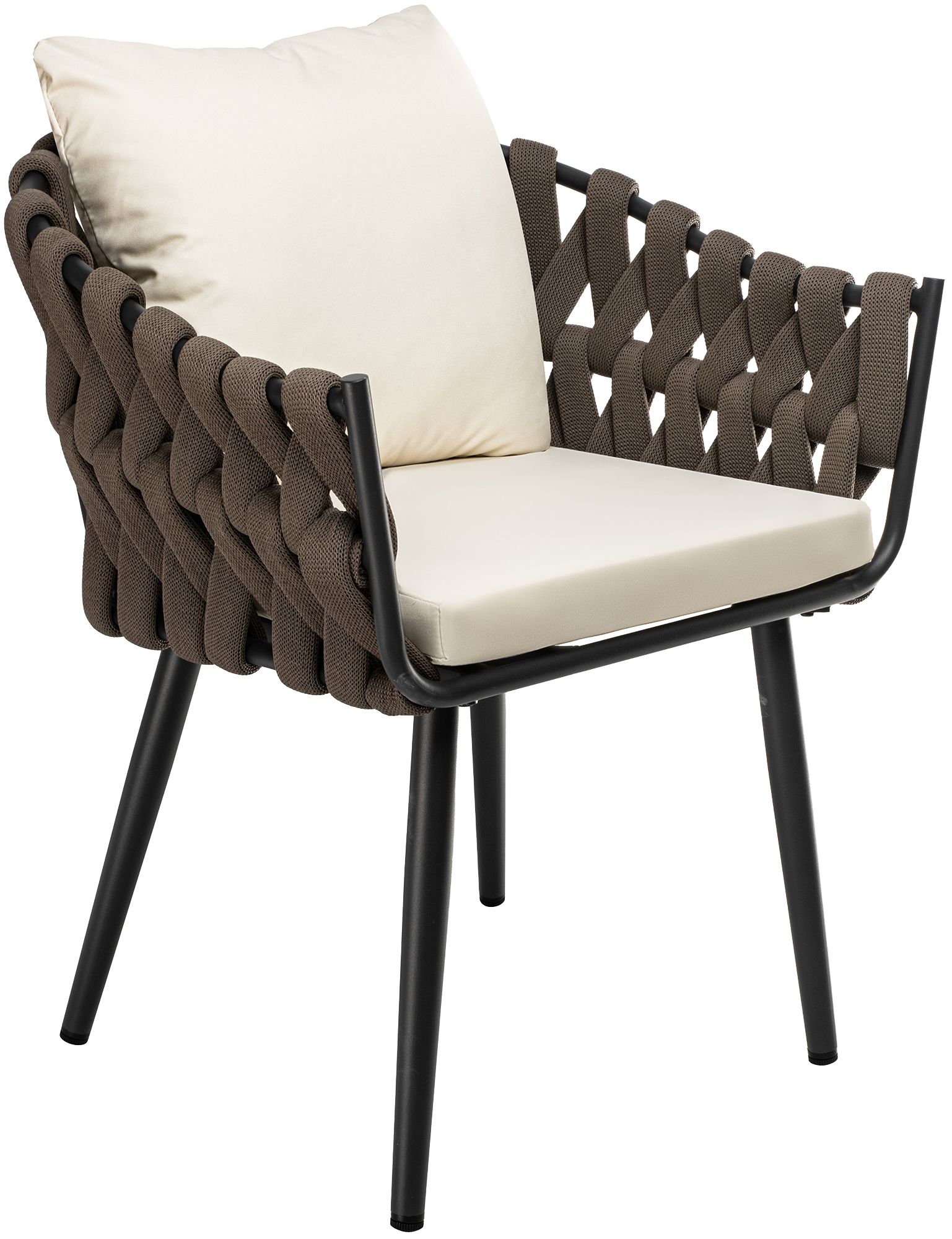Gartenstuhl Naxos Taupe mit Sitzkissen, creme