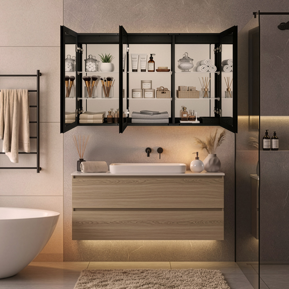 LED-Spiegelschrank EVE Schwarz - 100 x 80 cm