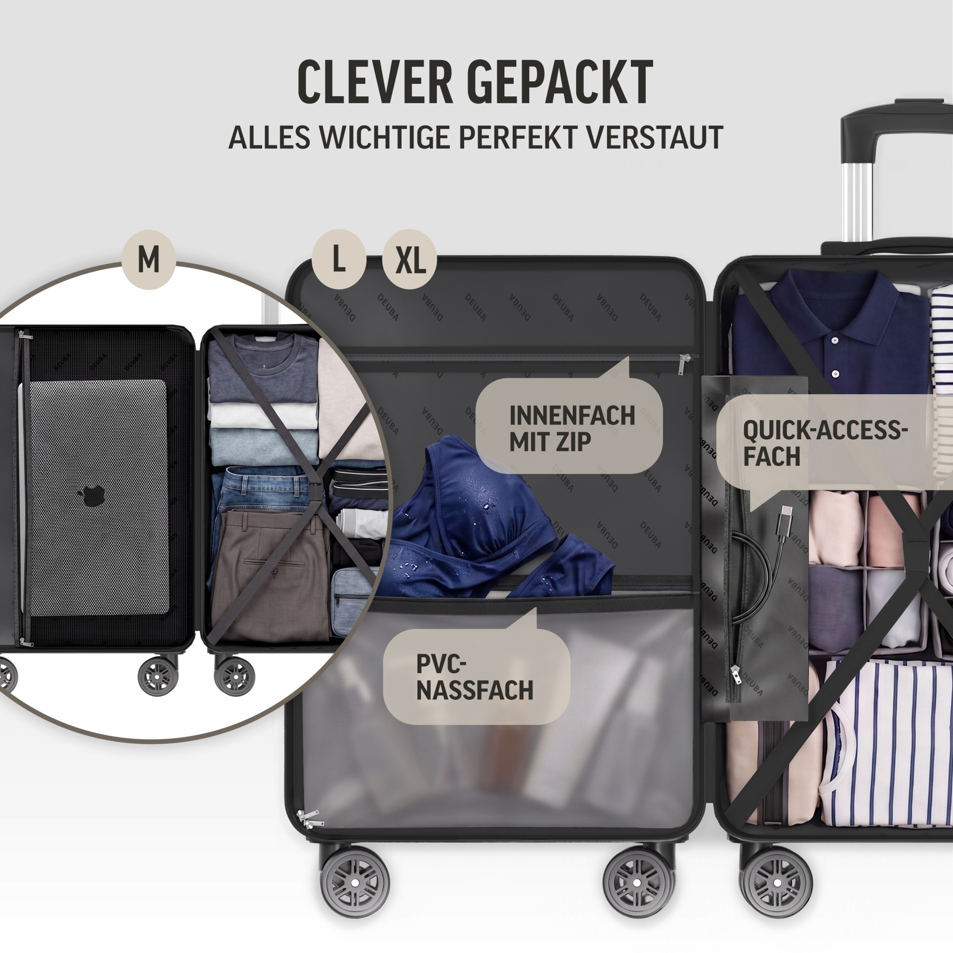 Hartschalenkoffer New York Set 3-tlg Grün Rollen 360º ABS