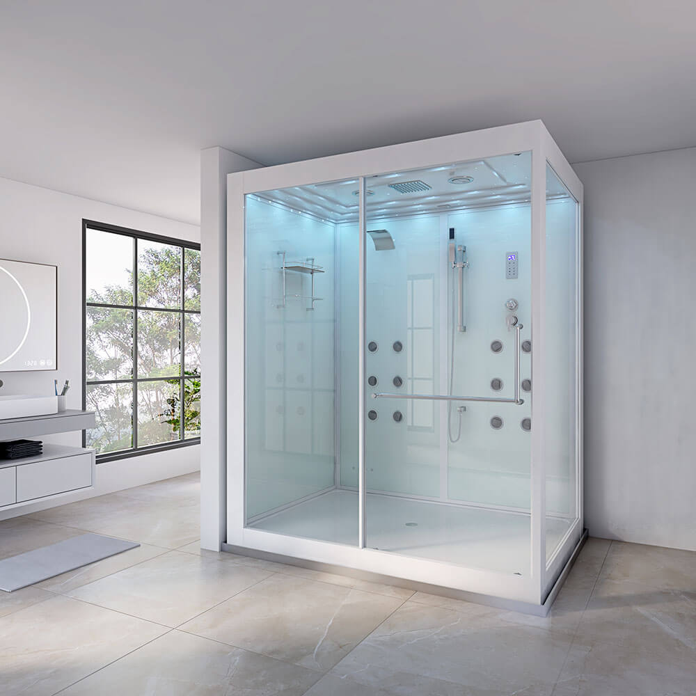 Dampfdusche mit Wasserfall und LED-Beleuchtung DESIGN XL - 180 x 130 cm