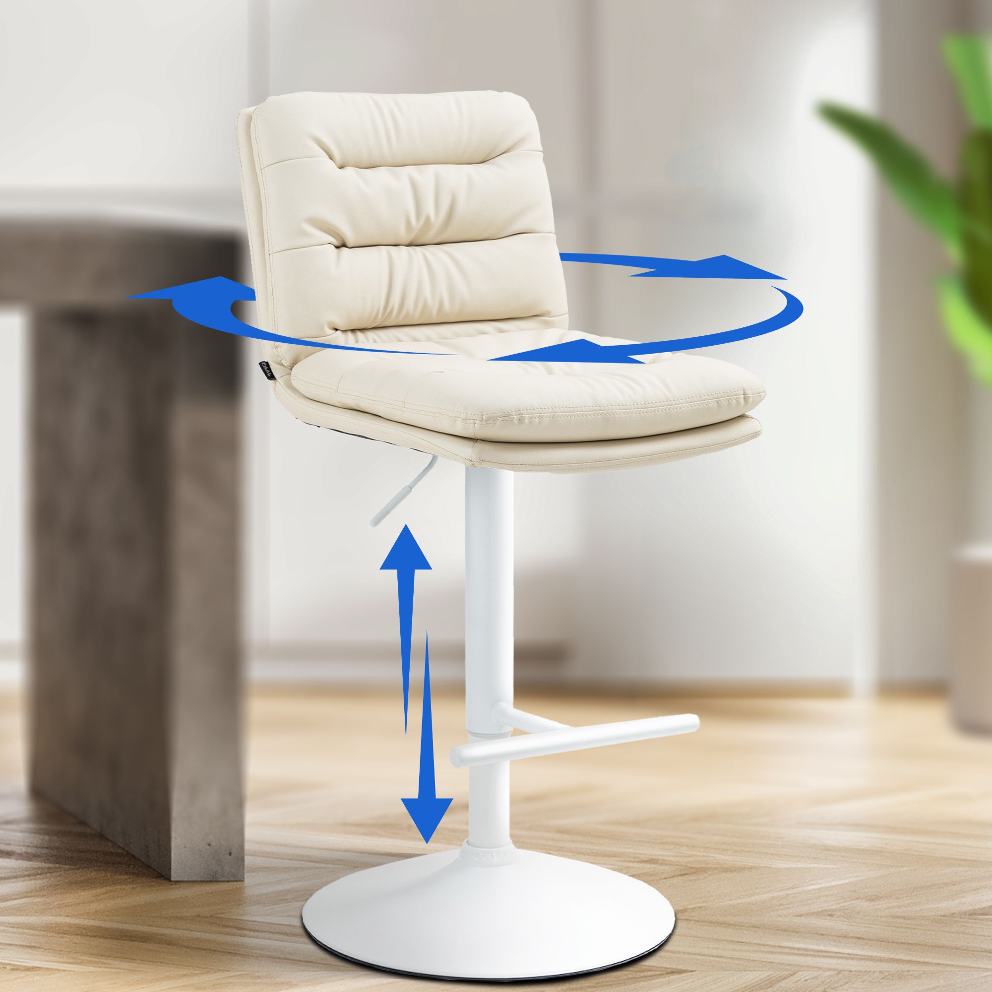 2er Set Barhocker Damar Kunstleder weiß, creme