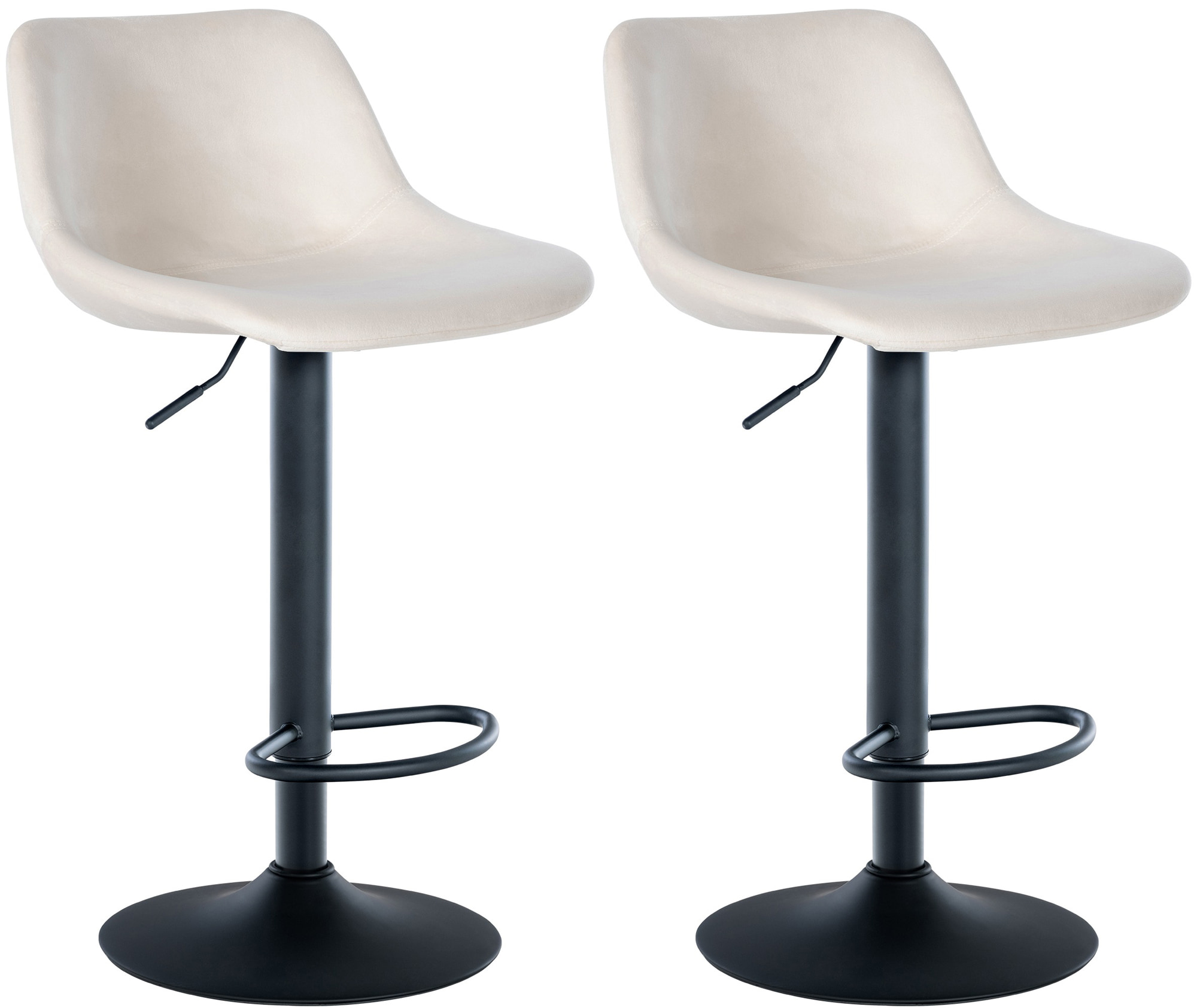 2er Set Barhocker Loft Samt, creme