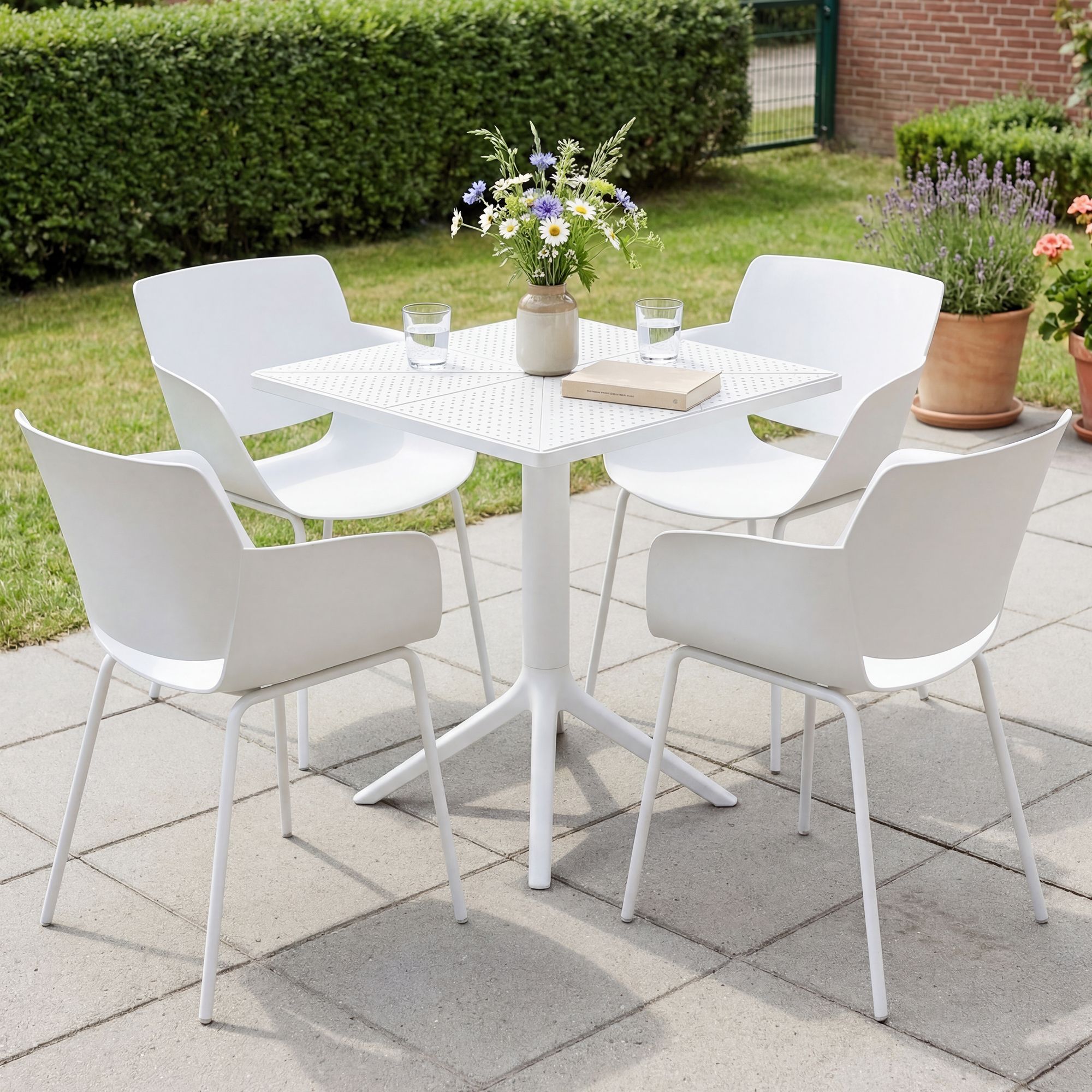Gartenmöbel-Set Norva mit 4 Stühlen, weiß