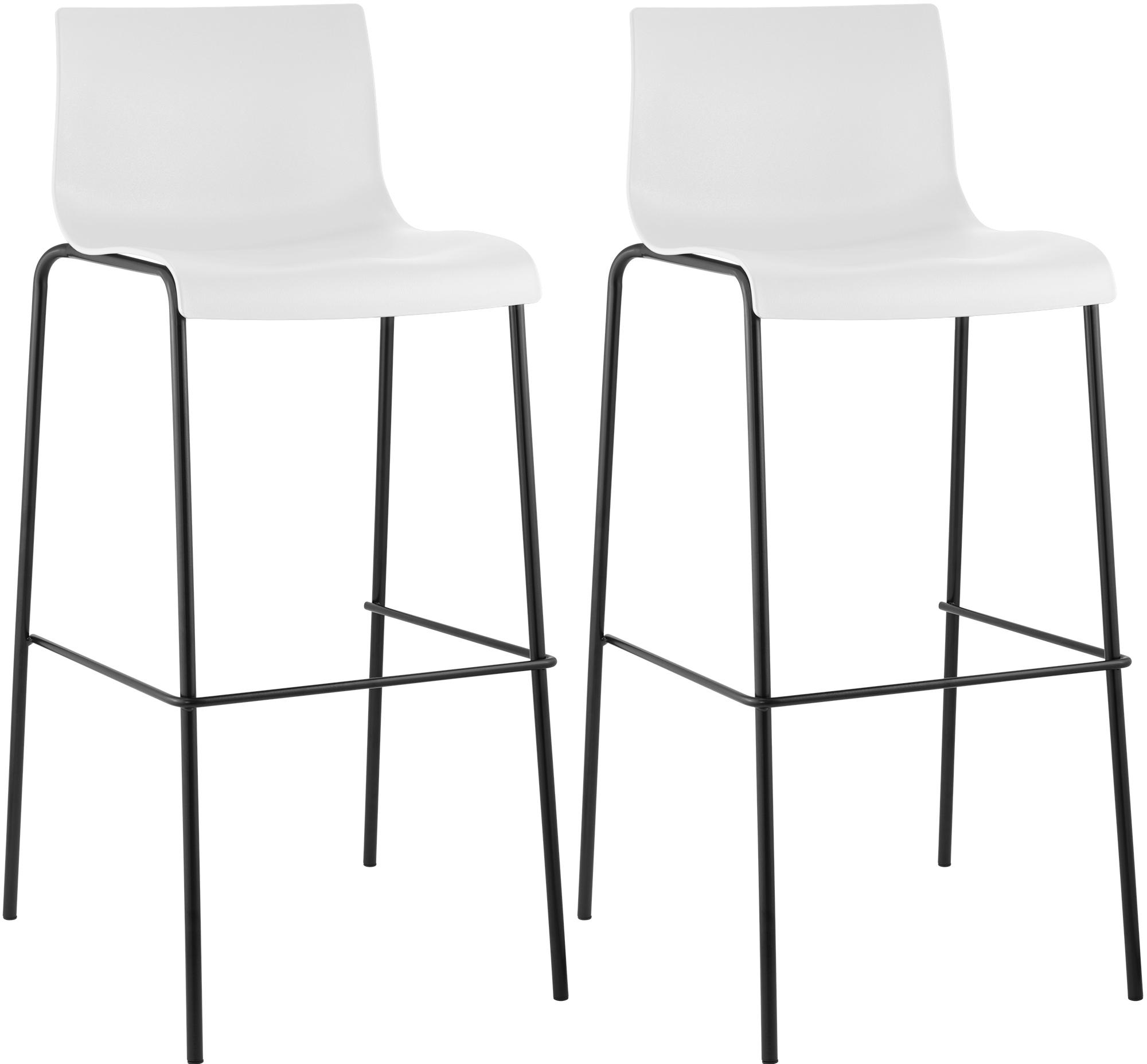 2er Set Barhocker Hoover Kunststoff 4-Fuß Gestell schwarz, weiß