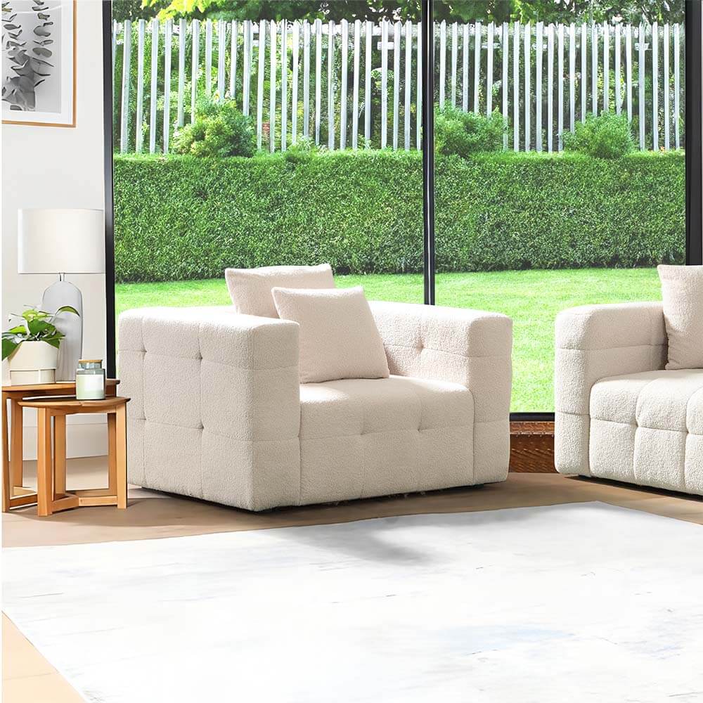 Teddy Sessel Bouclé COMO - 132 x 92 cm Beige