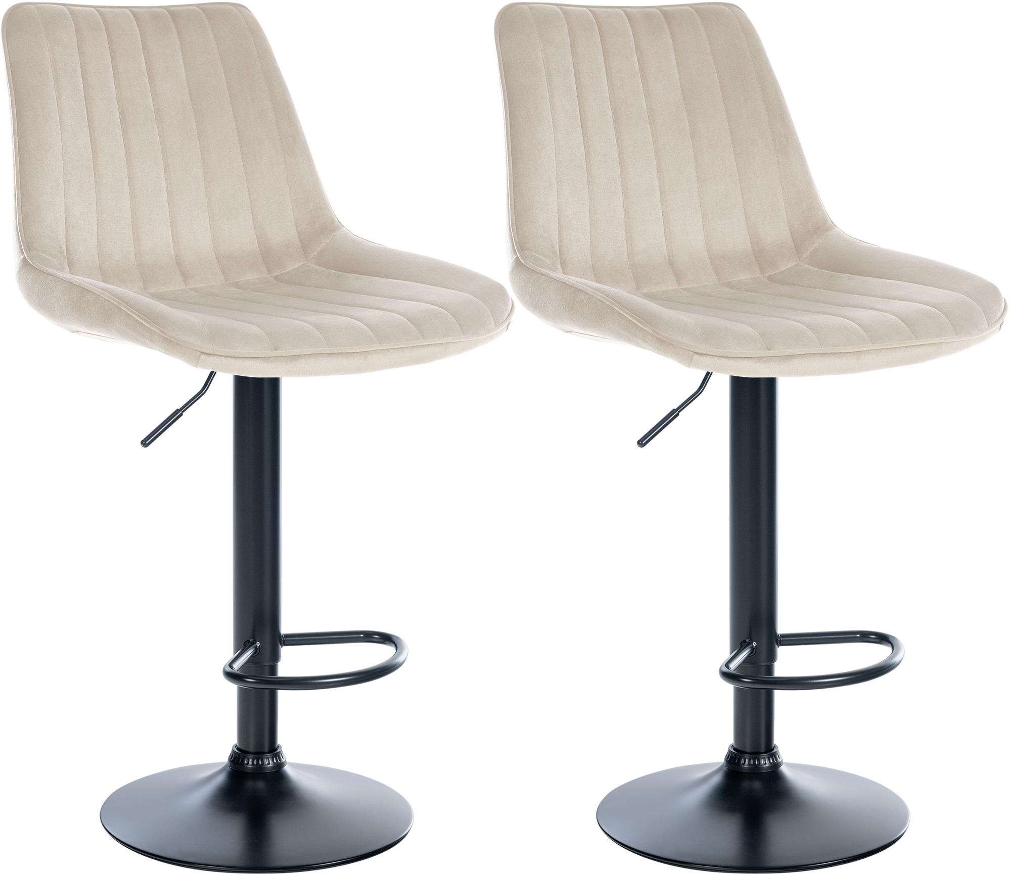 2er Set Barhocker Toni Samt schwarz, creme