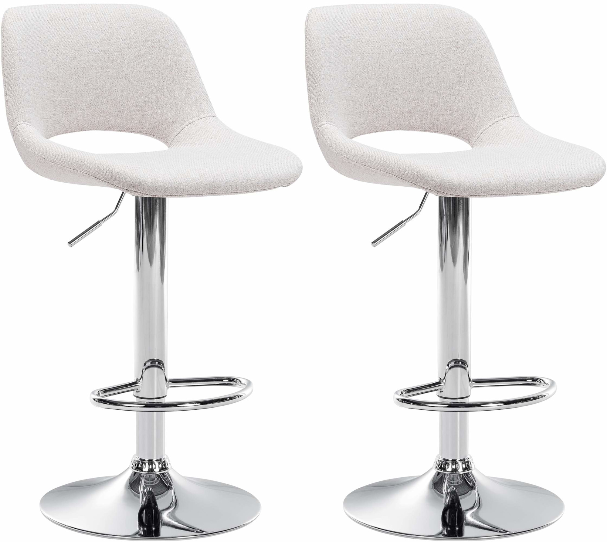 2er Set Barhocker Camden Stoff chrom, creme