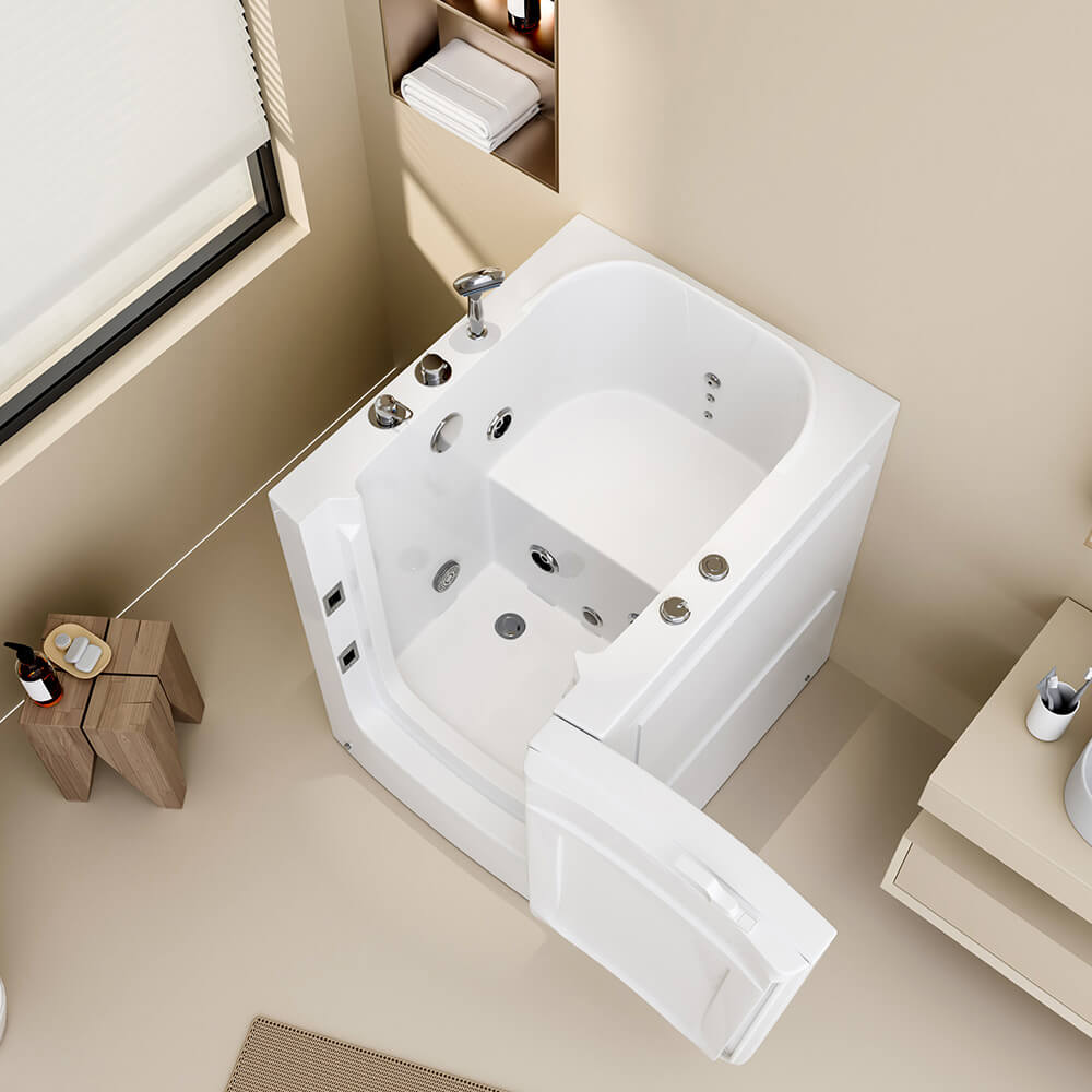 Seniorenbadewanne sitzend mit Whirlpoolfunktion VITAL L - 85 x 95 cm Rechts