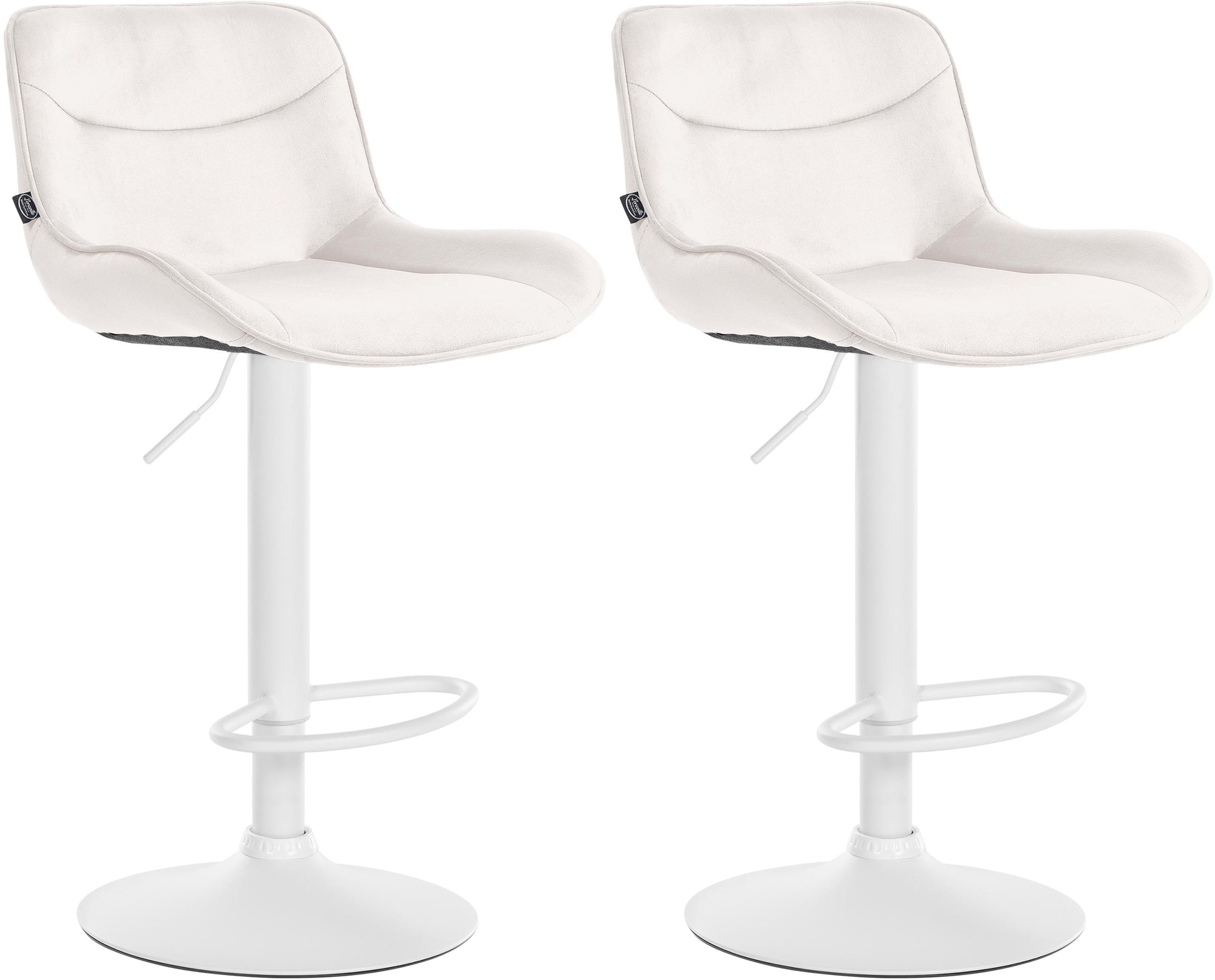 2er Set Barhocker Vonore Samt weiß, creme