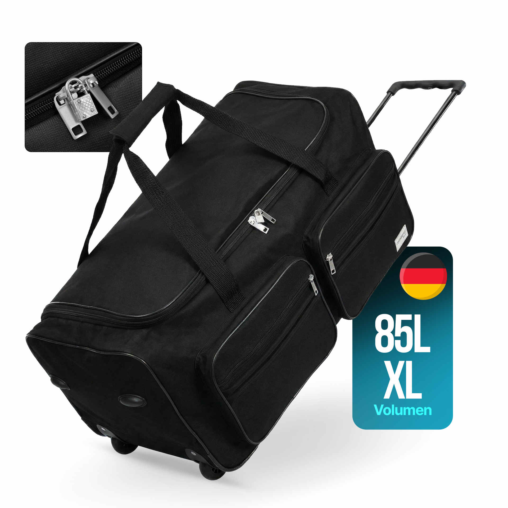 Rollenreisetasche Schwarz 85L
