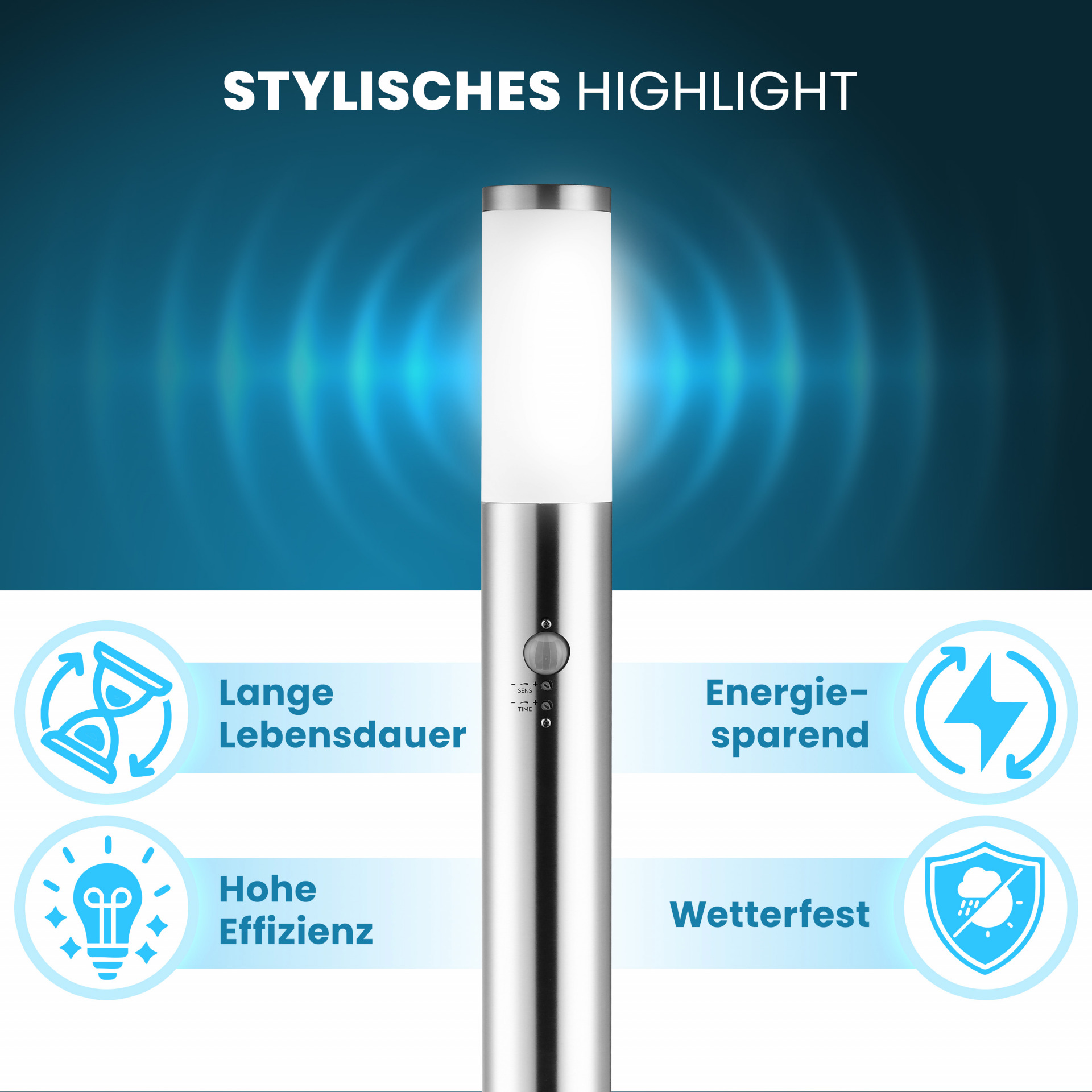 Wegeleuchte Ivy Edelstahl mit Sensor
