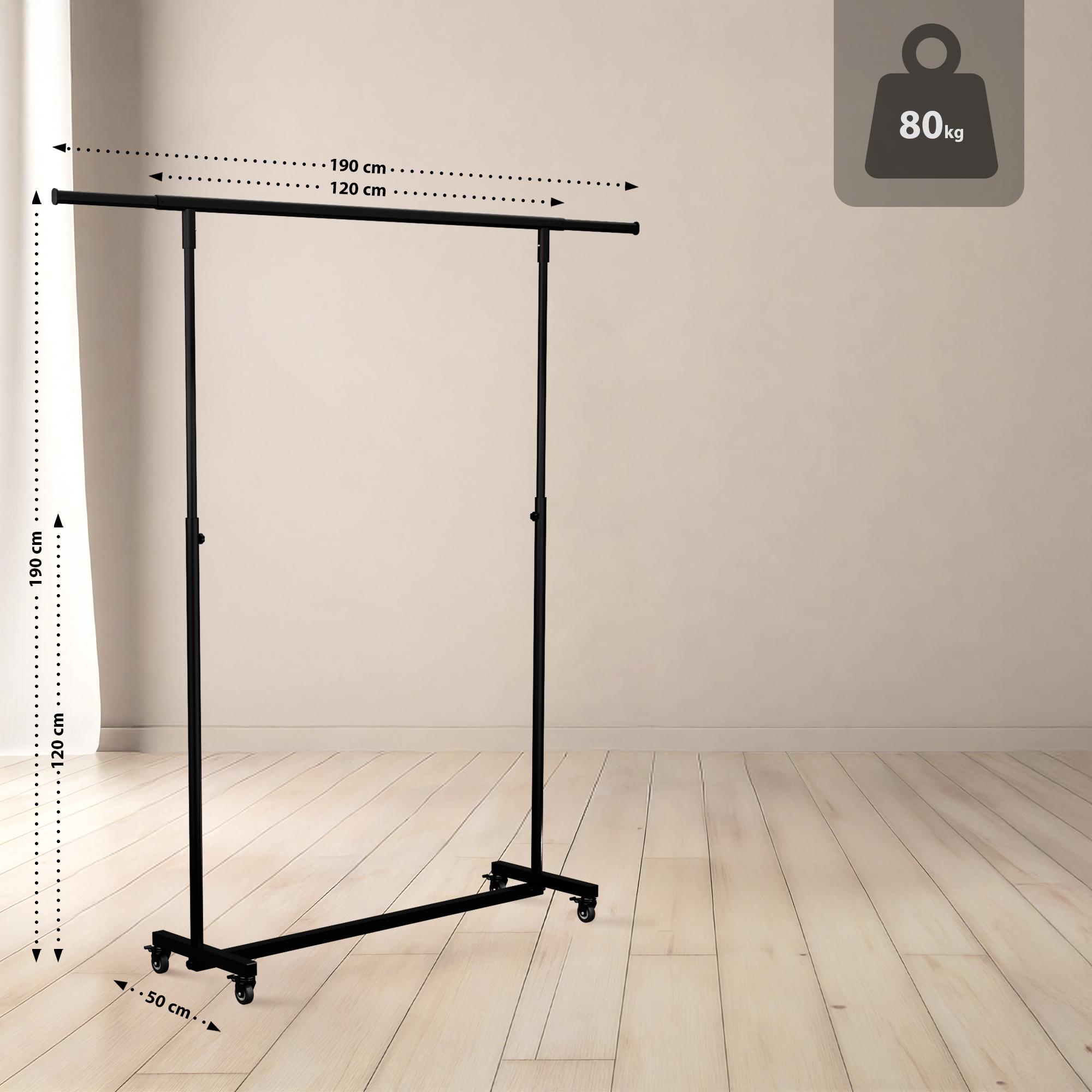 Klappbare Kleiderständer Soran 120x50x188, schwarz