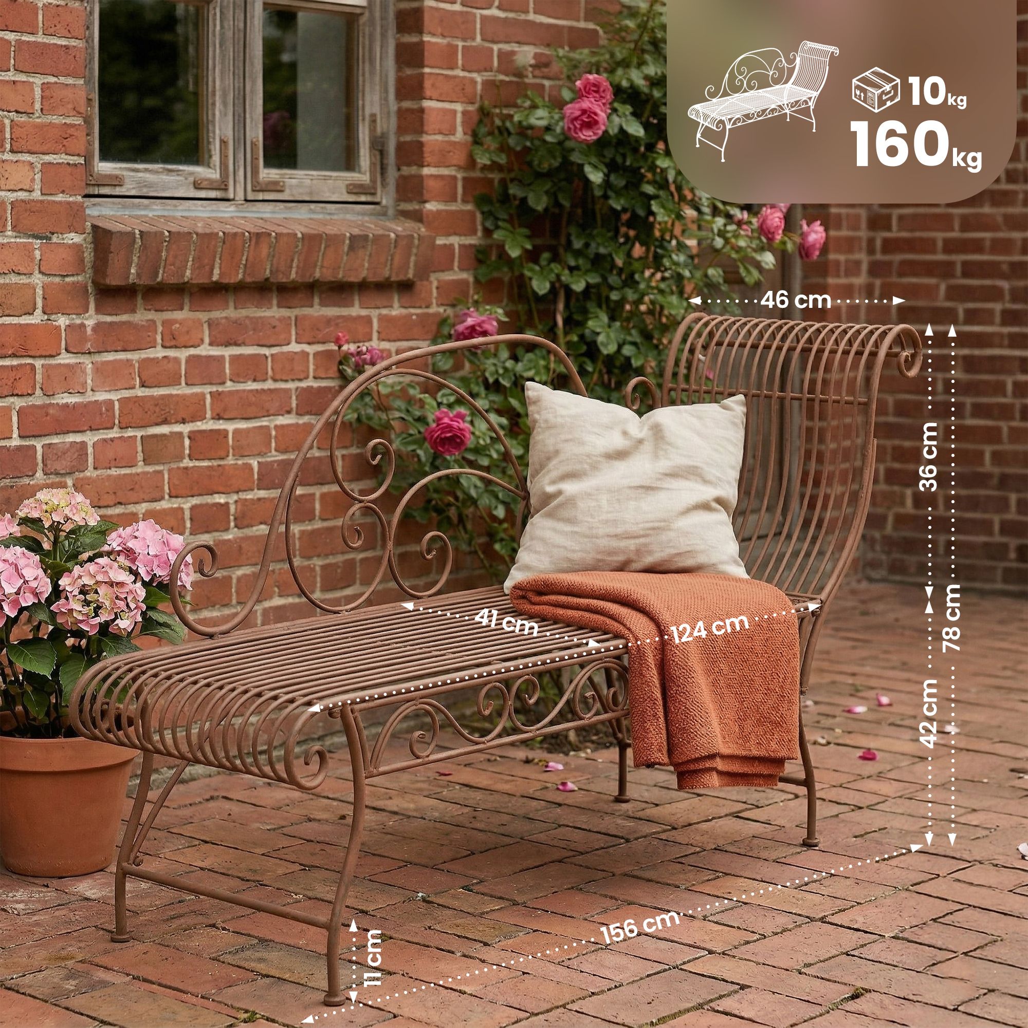 Gartenbank Karma, antik braun