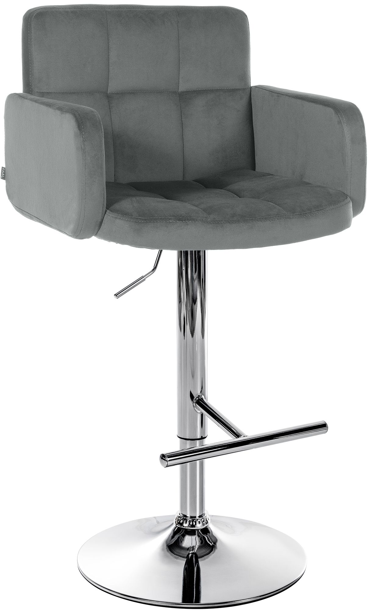 Barhocker Los Angeles Samt chrom, grau
