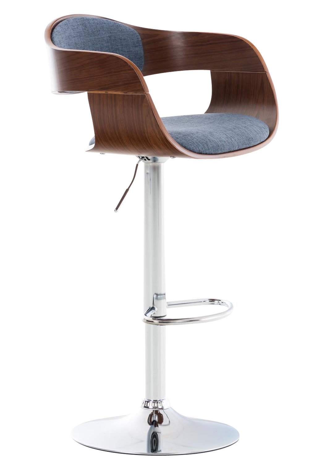 Barhocker Kingston C Stoff, walnuss/blau