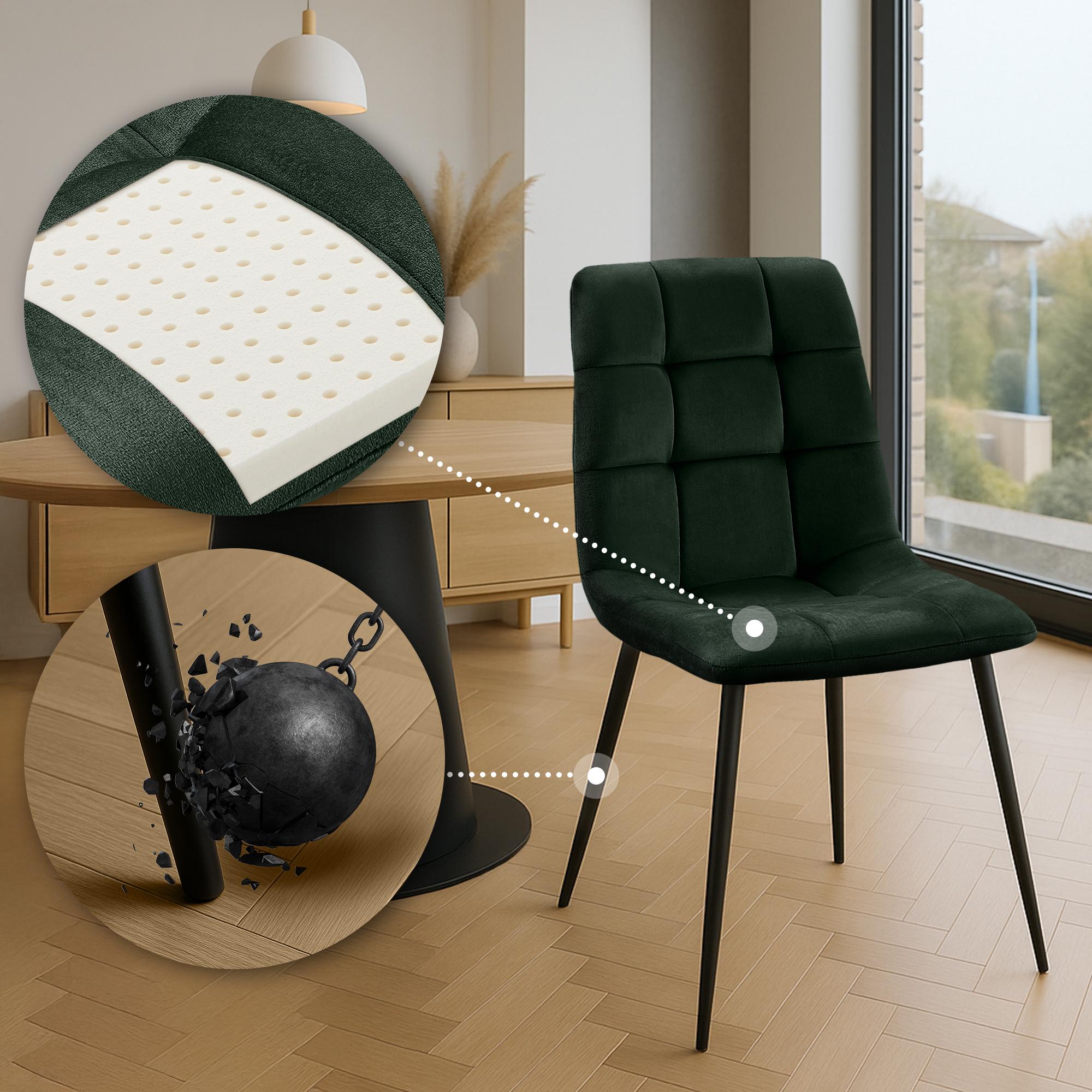 2er Set Esszimmerstuhl Tilde Samt, grün