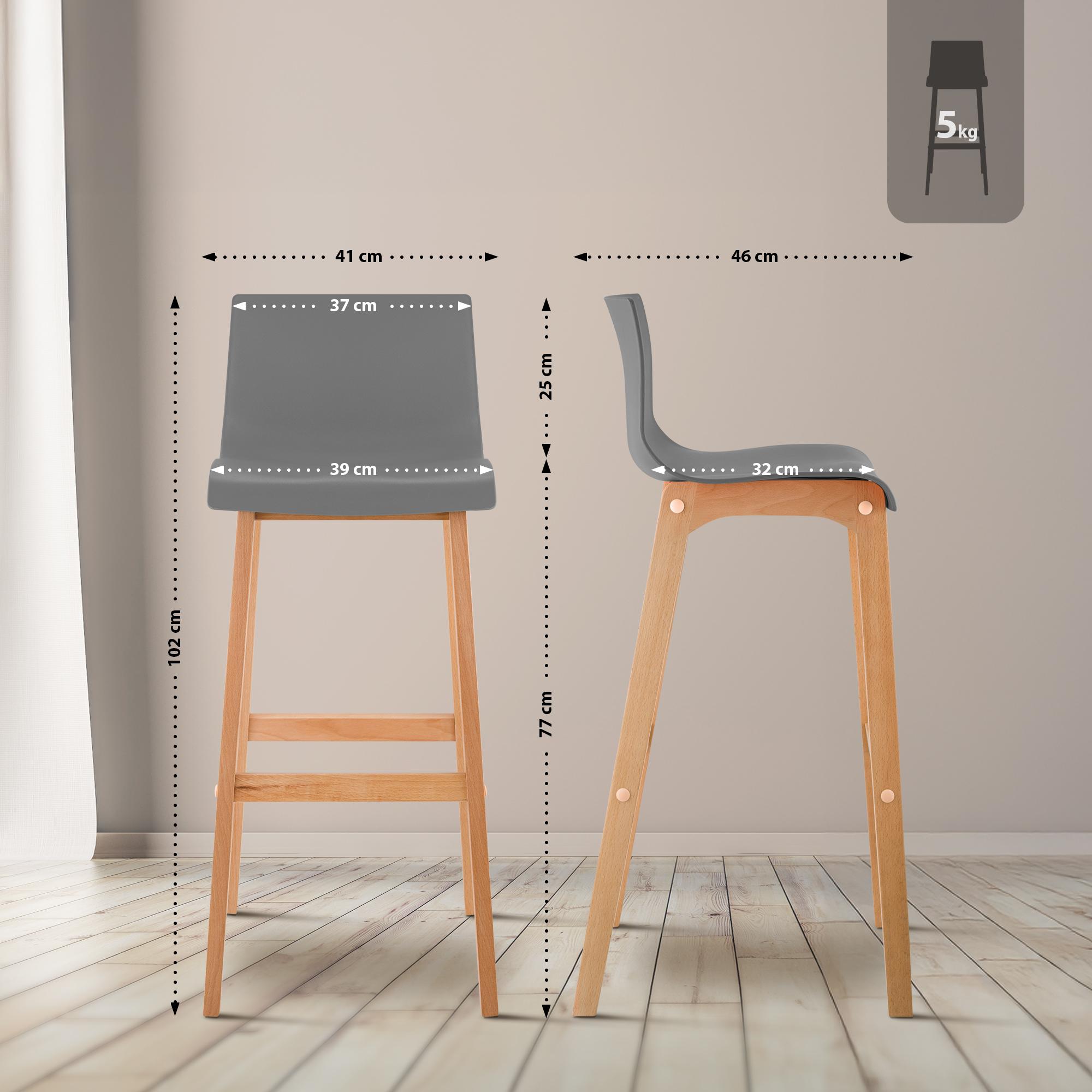 Barhocker Hoover Natura 4-Fuß Gestell, grau