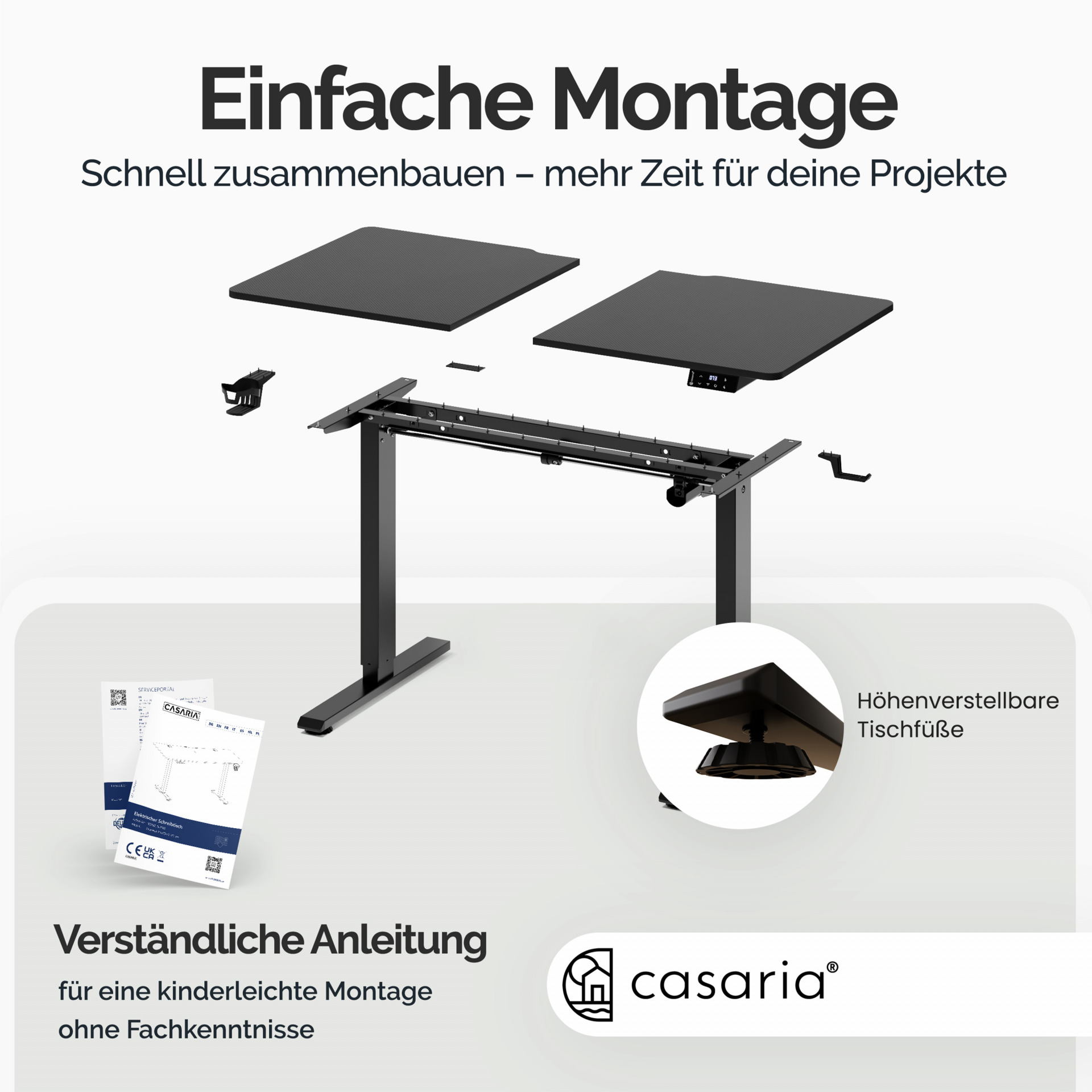 Höhenverstellbarer Schreibtisch Schwarz 110x60x73-118cm