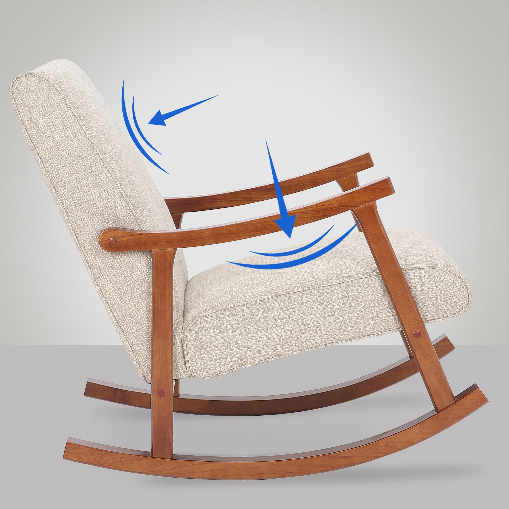 Schaukelstuhl Morelia Stoff walnuss, creme