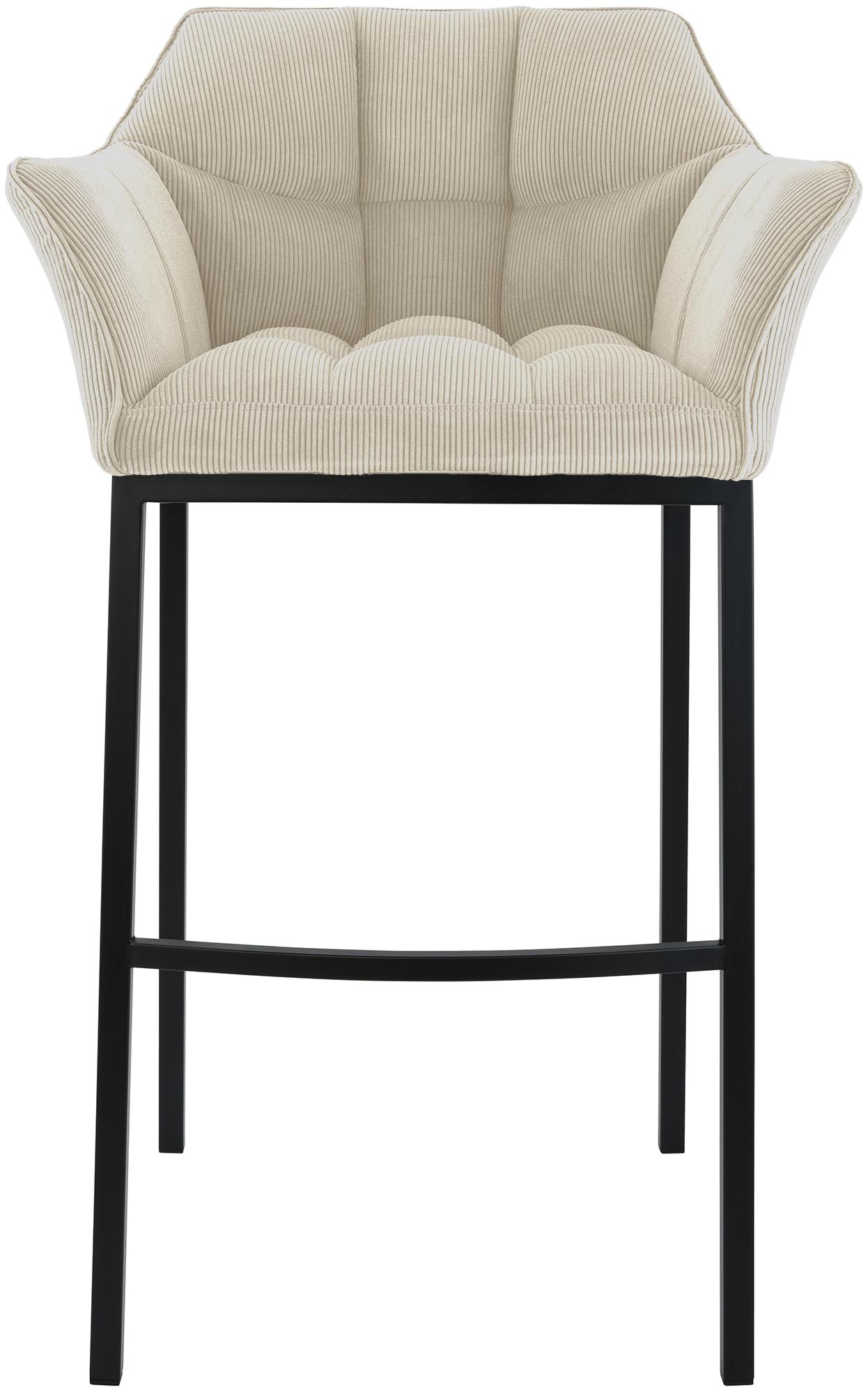 Barhocker Damaso B Cord mit 4-Fuß Gestell, creme