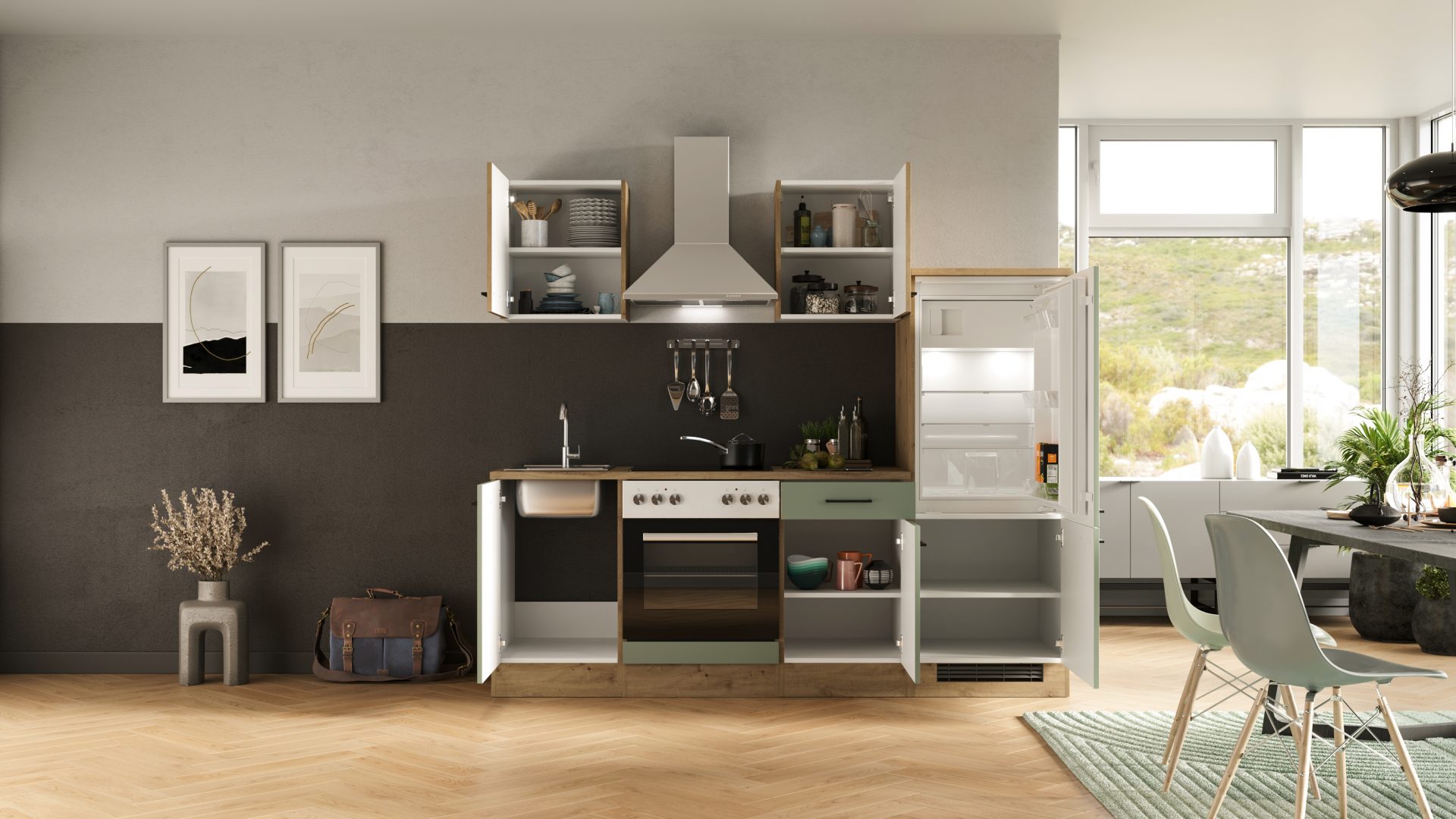 Küchenzeile CARA 220 cm mit E-Geräten