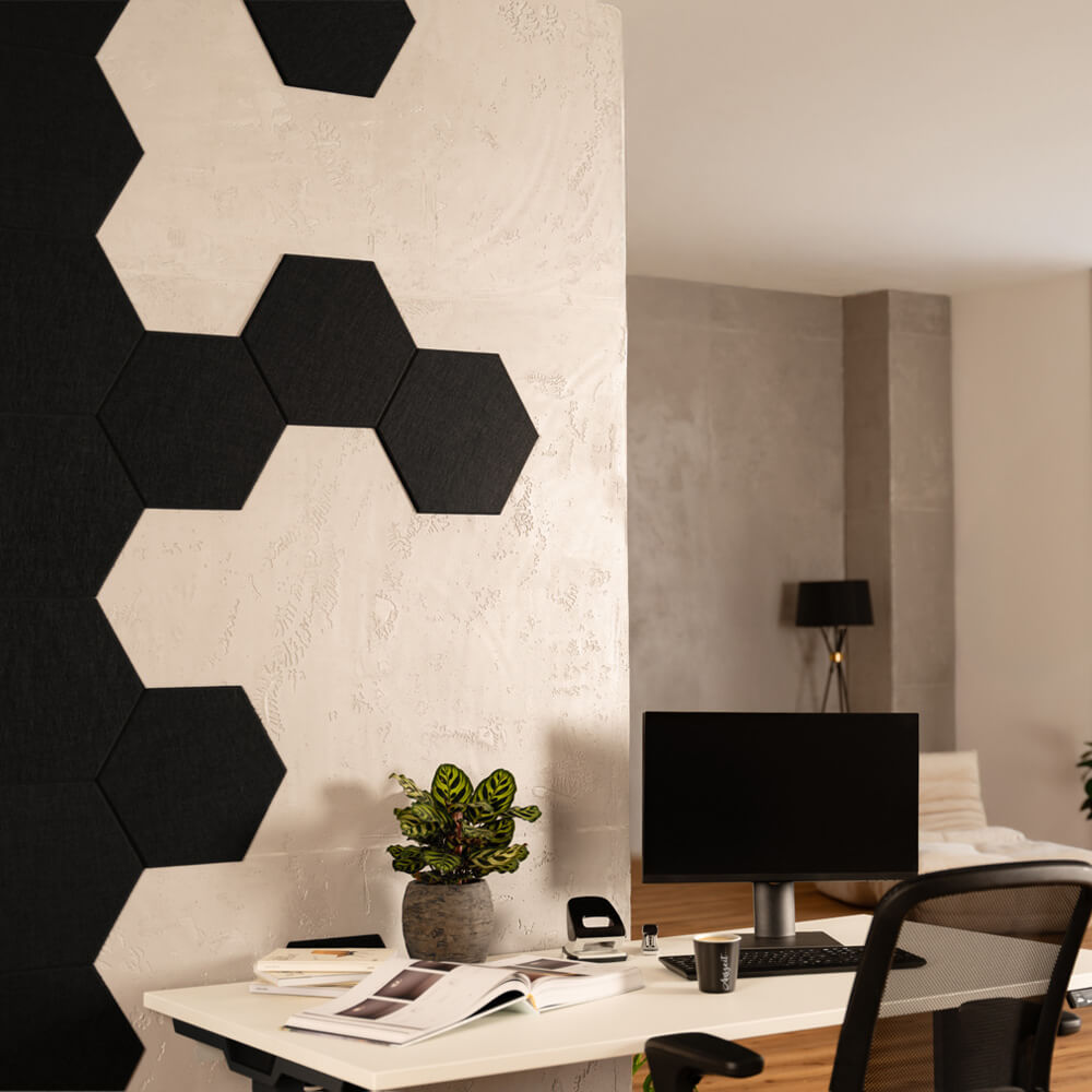 Akustikplatten Hexagon selbstklebend SILENT - 10er Set Schwarz