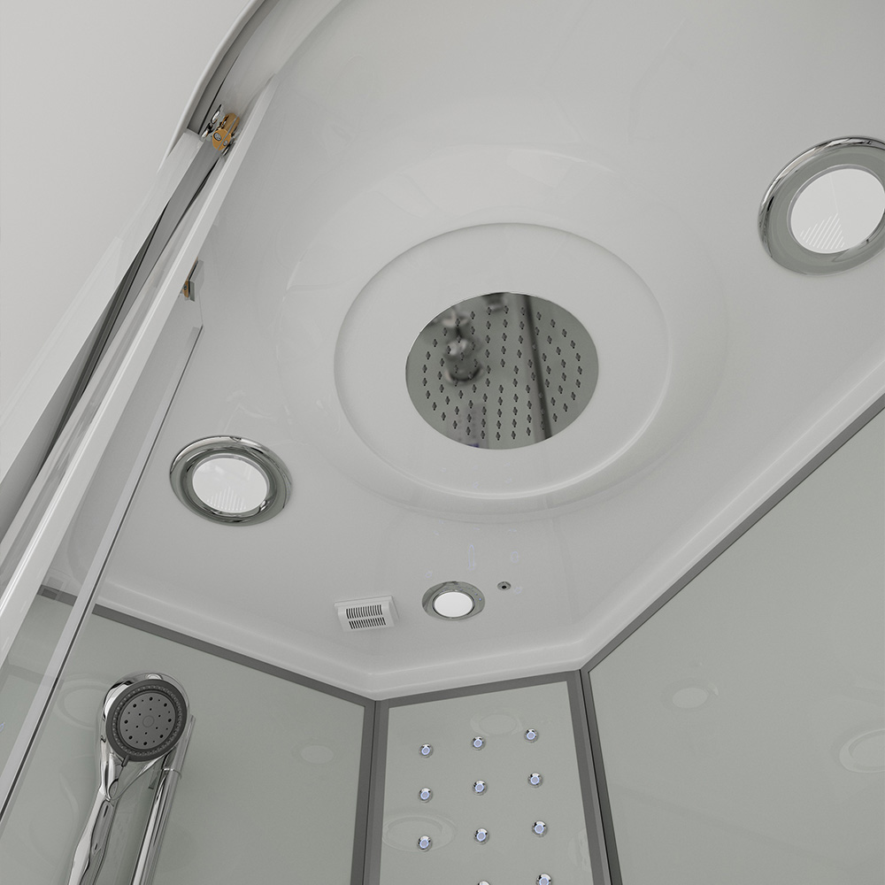 Dampfdusche mit Wasserfall und Dampfsauna WHITE PEARL - 120 x 80 cm Rechts